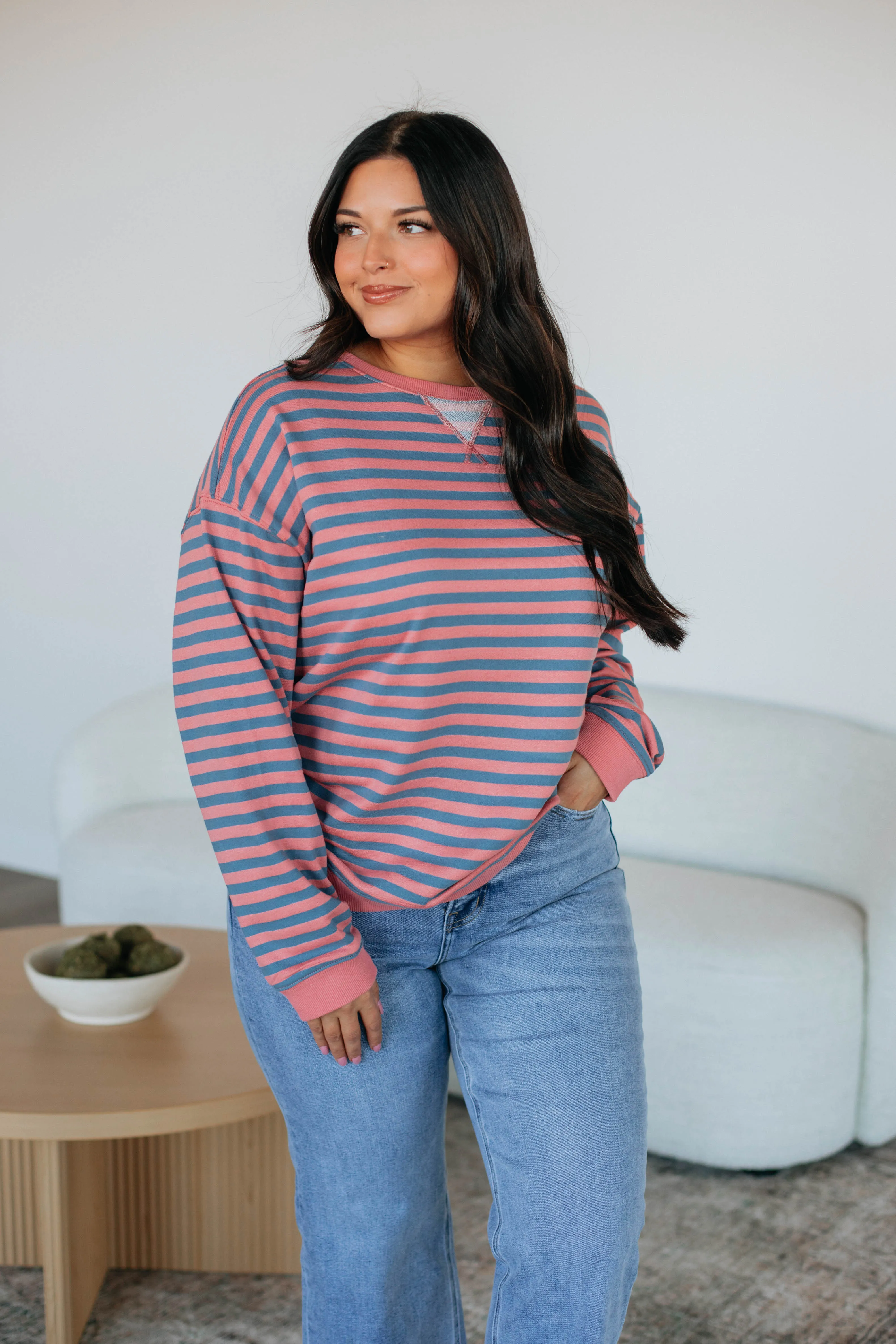 Kamryn Striped Pullover - Watermelon sold by Wild Oak Boutique product image thumbnail 4