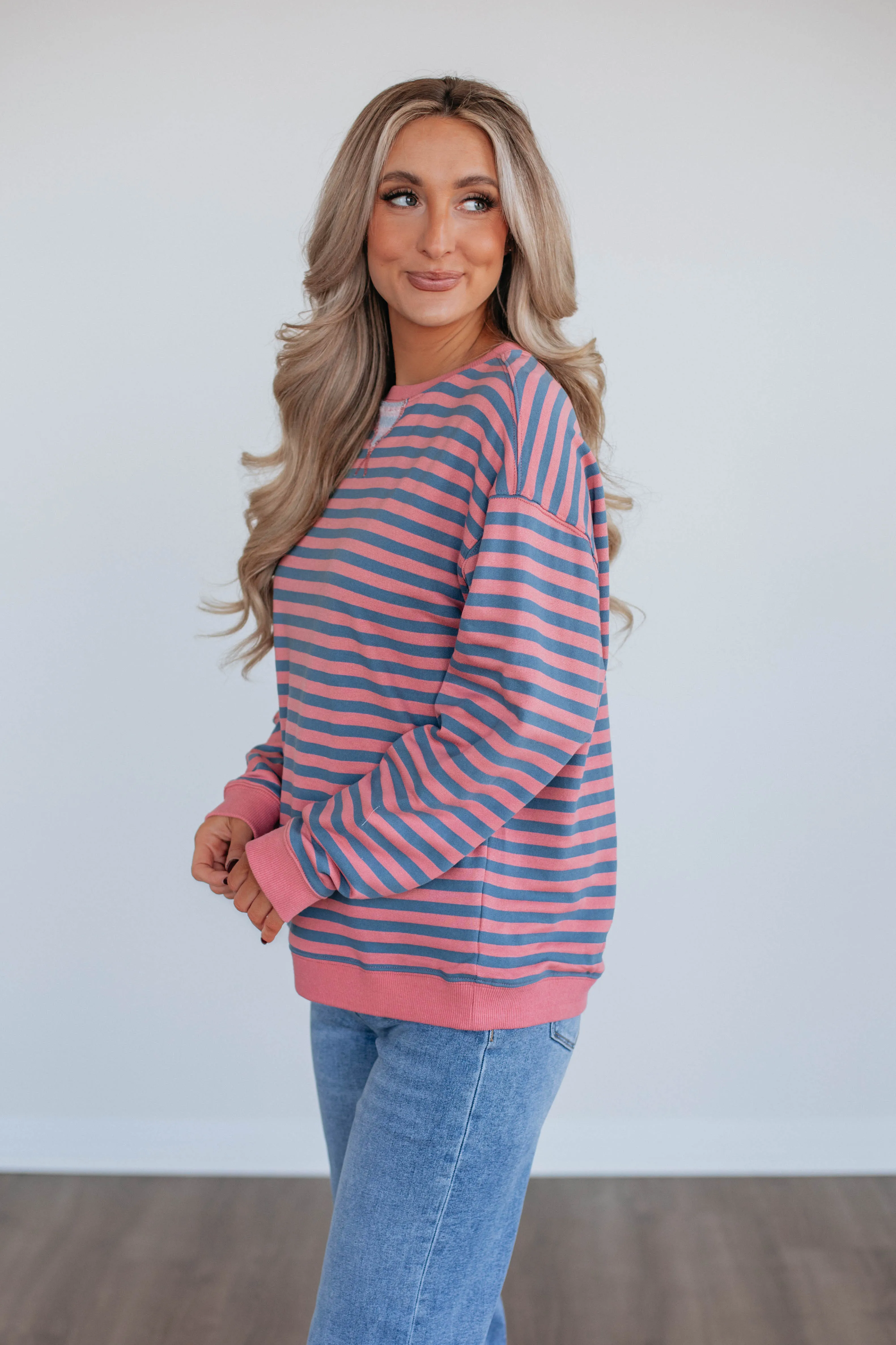 Kamryn Striped Pullover - Watermelon sold by Wild Oak Boutique product image thumbnail 3