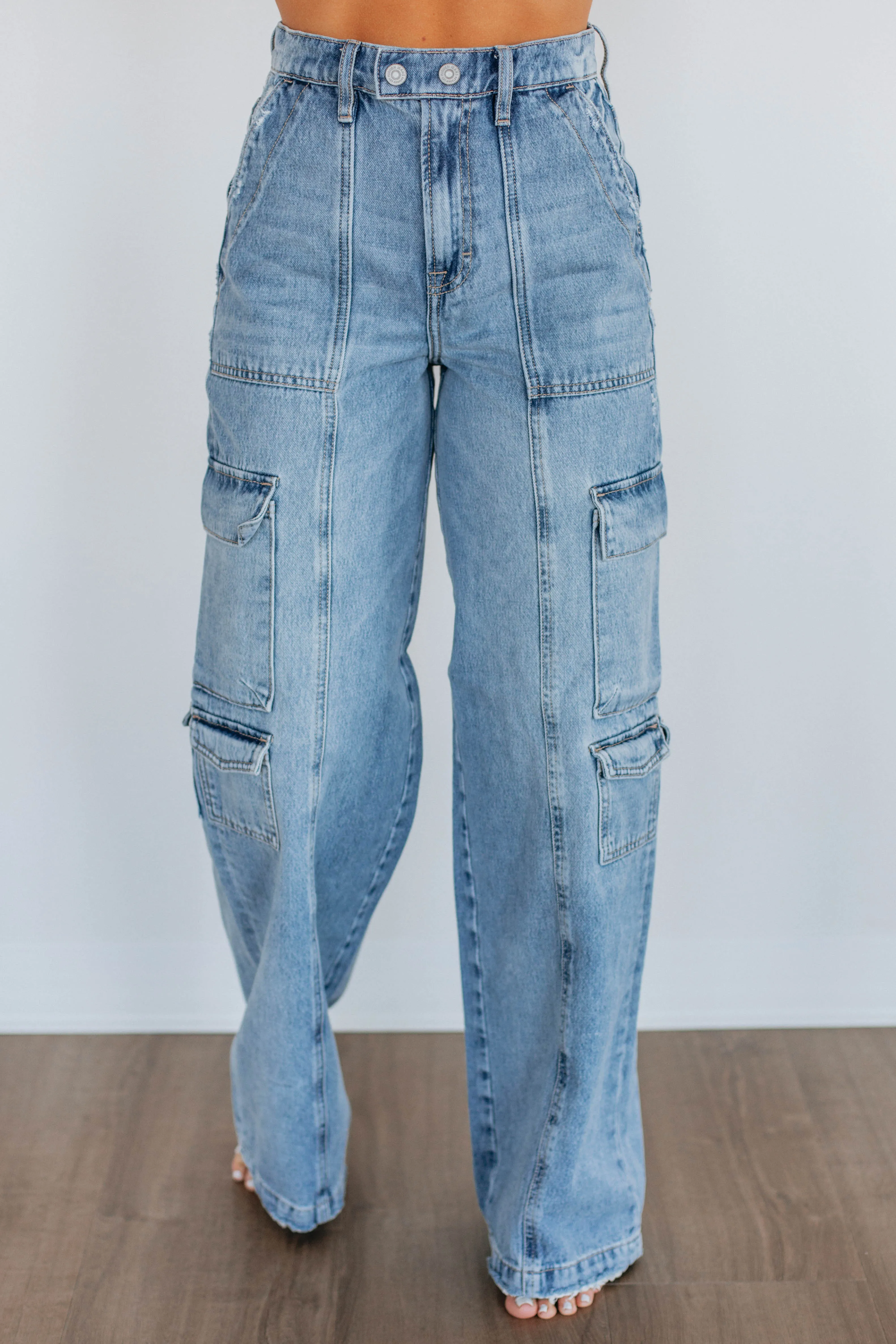 Nori Hidden Cargo Jeans - Medium Wash sold by Wild Oak Boutique product image thumbnail 5