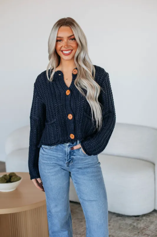 Keiser Knit Cardigan - Navy sold by Wild Oak Boutique