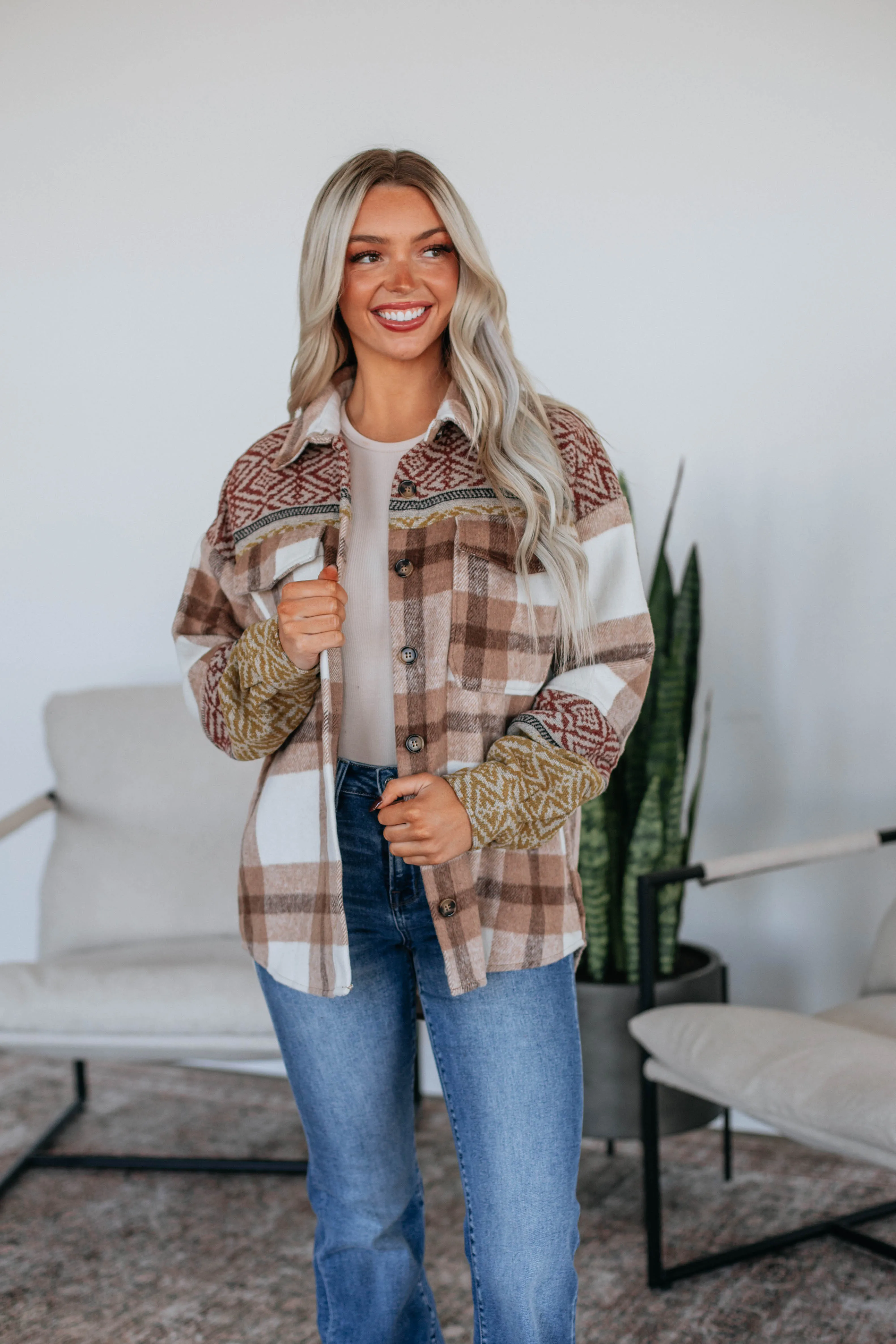 Stays Between Us Shacket sold by Wild Oak Boutique