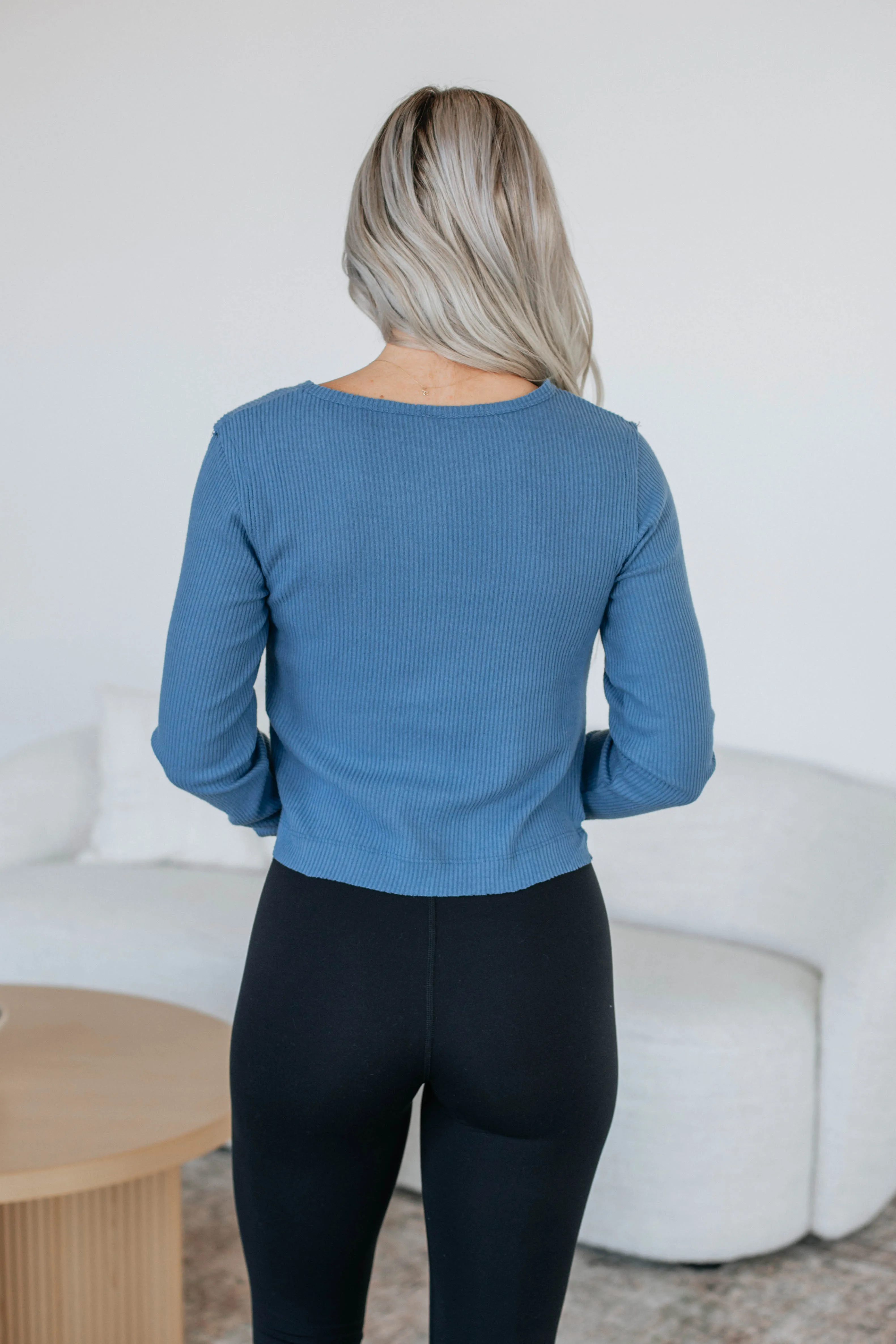 Cheree Ribbed Top - Steel Blue sold by Wild Oak Boutique product image thumbnail 5