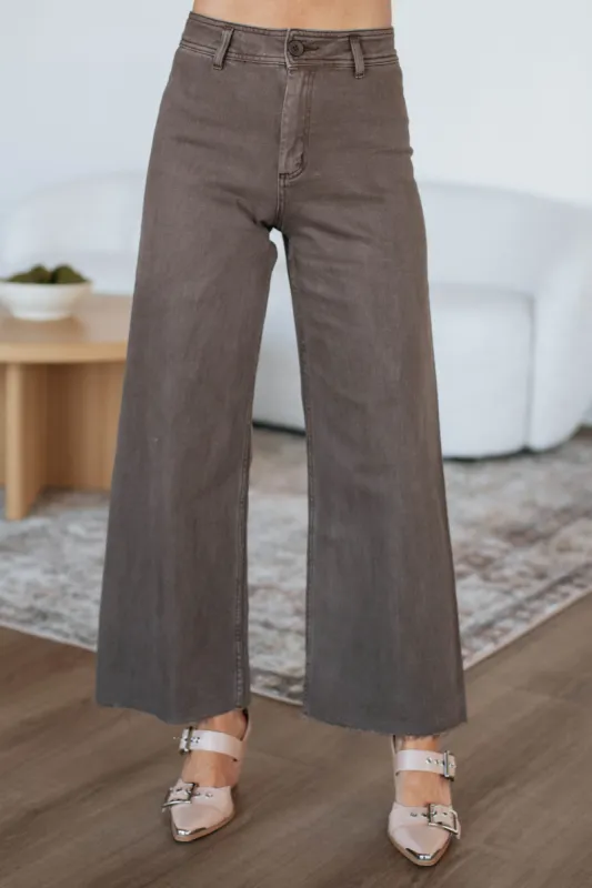 Linsley Wide Leg Pants - Mocha sold by Wild Oak Boutique