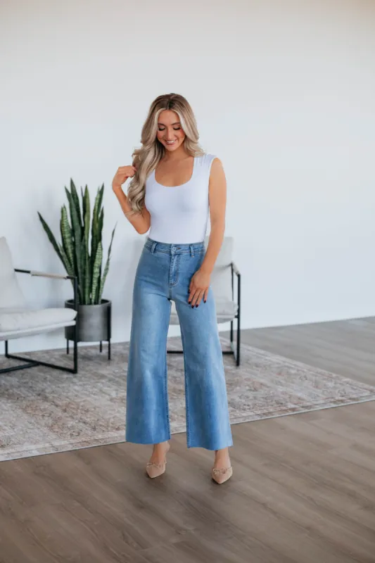 Linsley Wide Leg Pants - Light Wash sold by Wild Oak Boutique