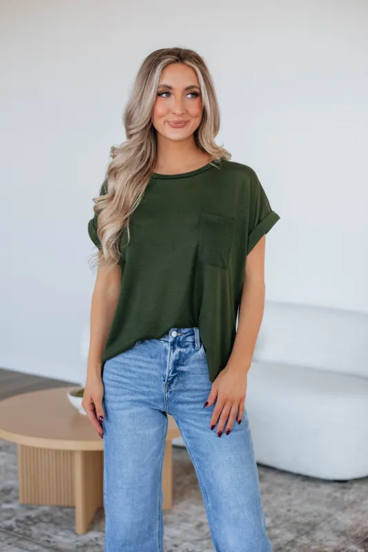 Jaimie Basic Tee - Forest sold by Wild Oak Boutique