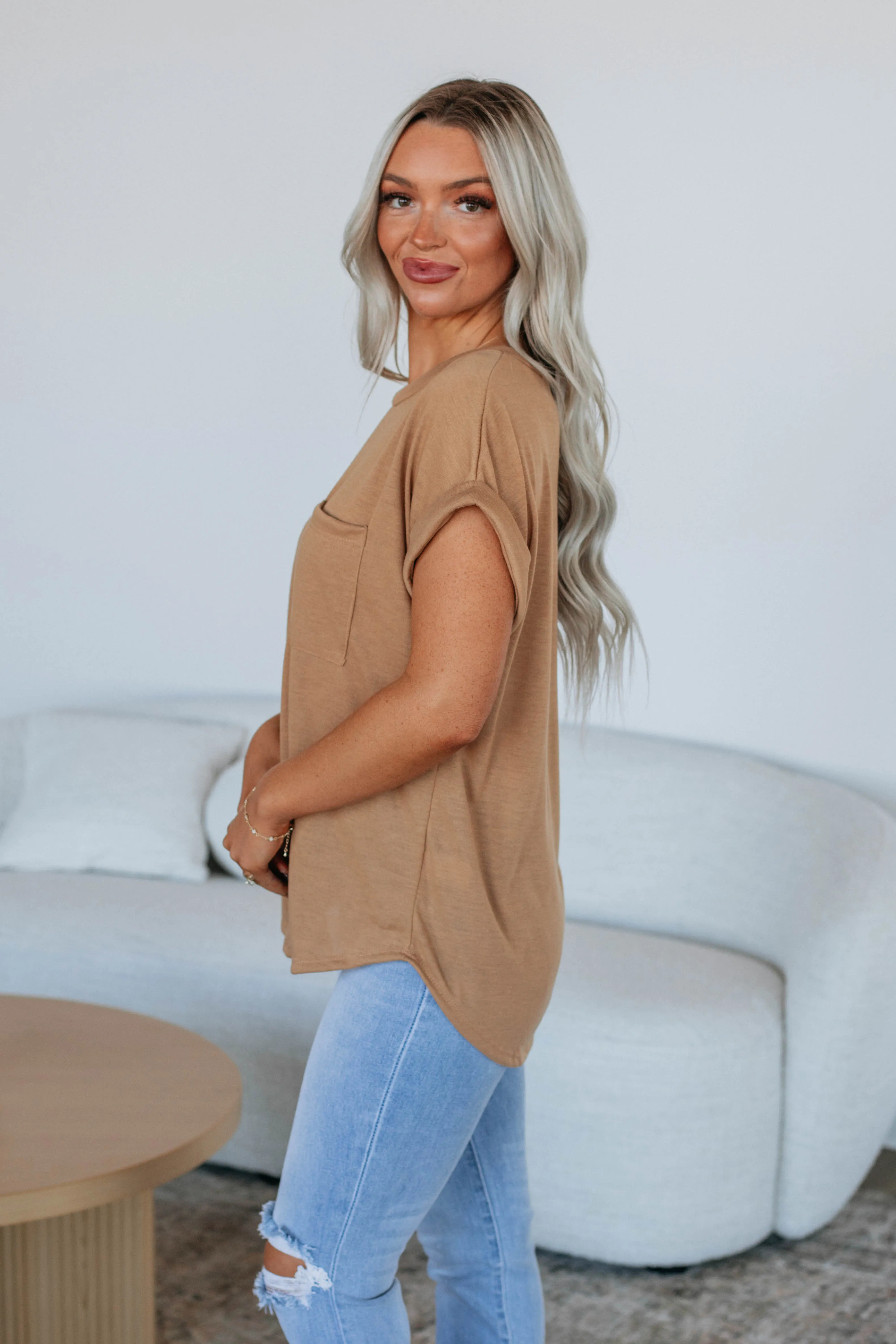 Jaimie Basic Tee - Camel sold by Wild Oak Boutique product image thumbnail 2
