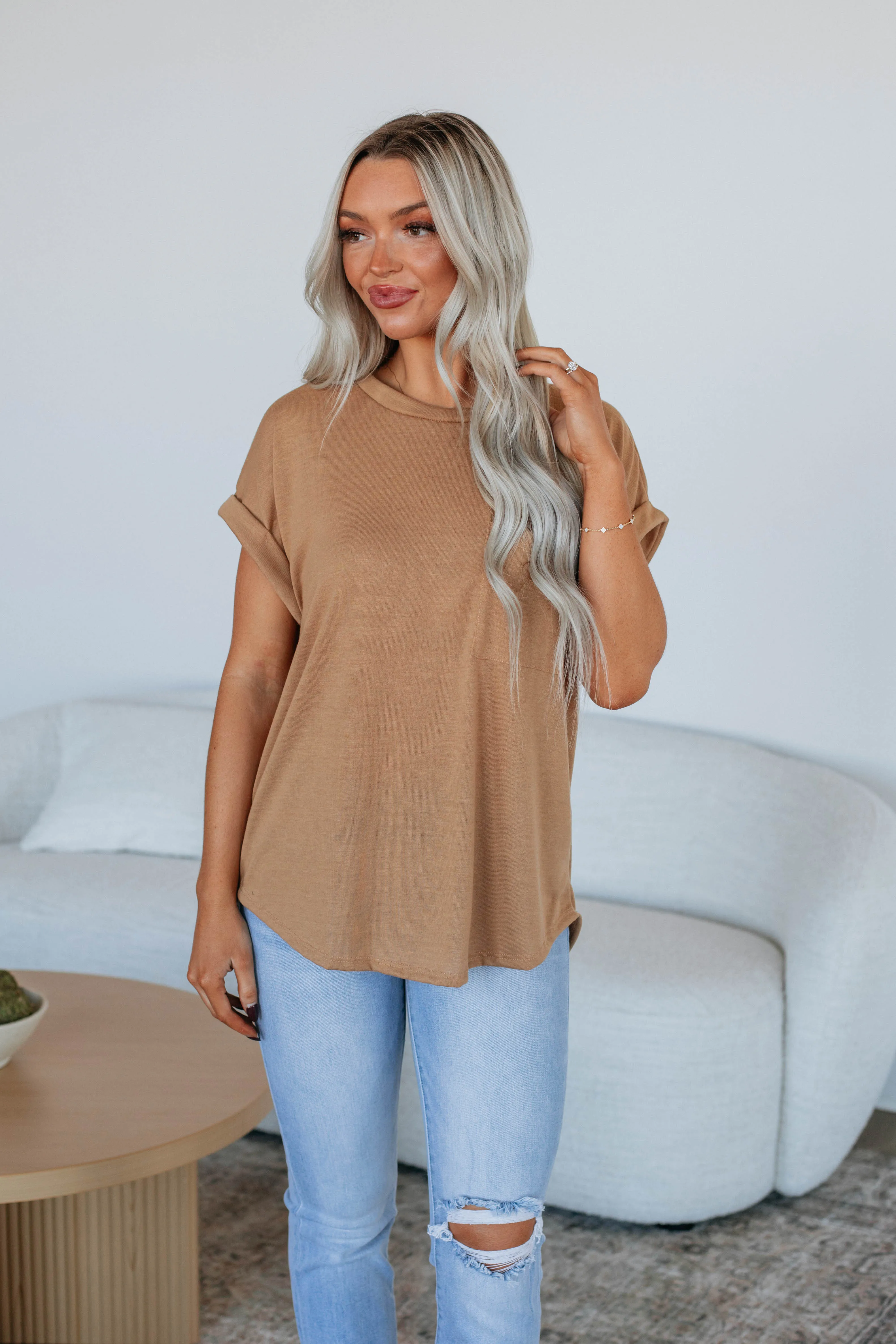 Jaimie Basic Tee - Camel sold by Wild Oak Boutique product image thumbnail 4