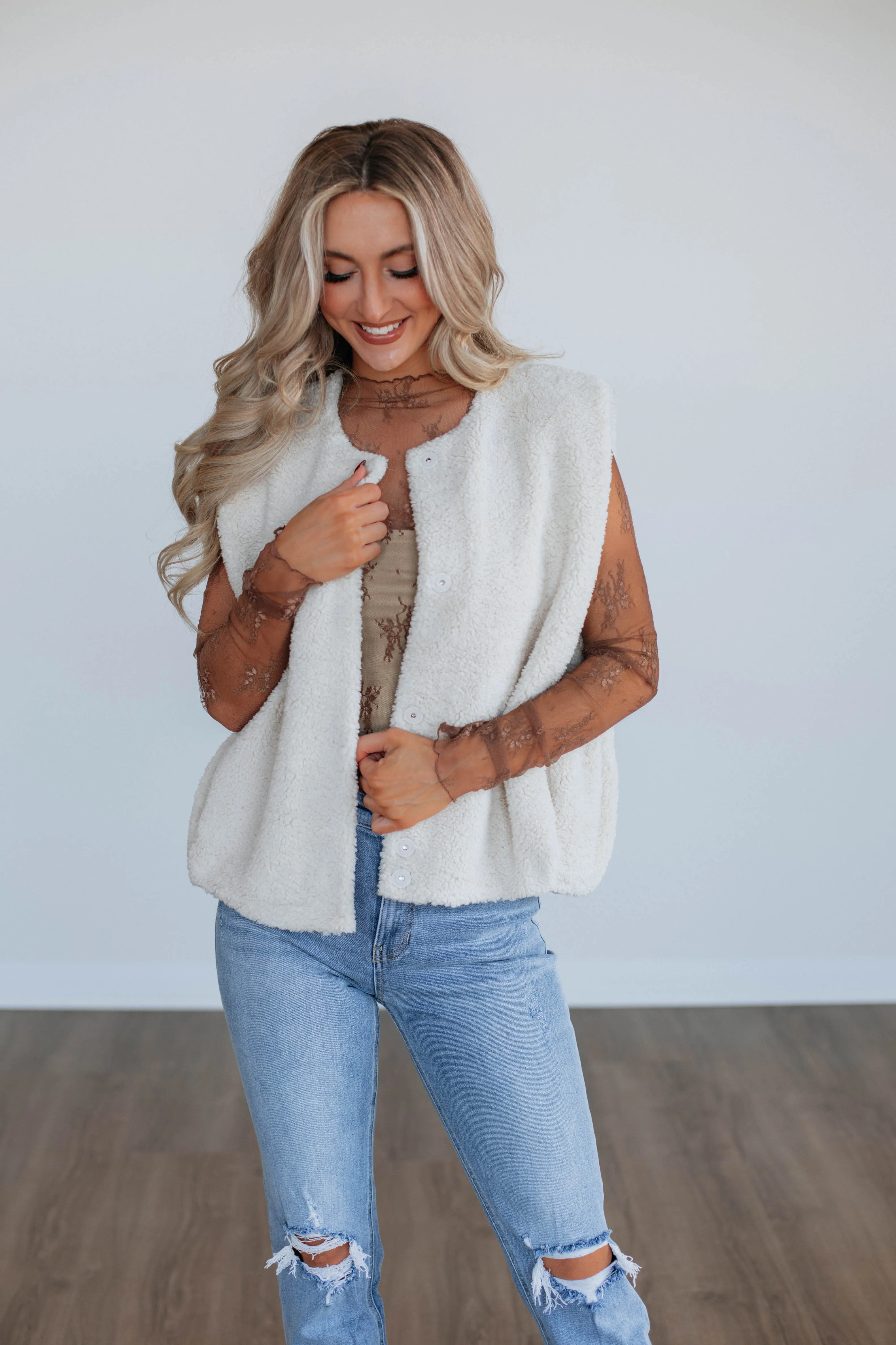 Lukea Sherpa Vest sold by Wild Oak Boutique
