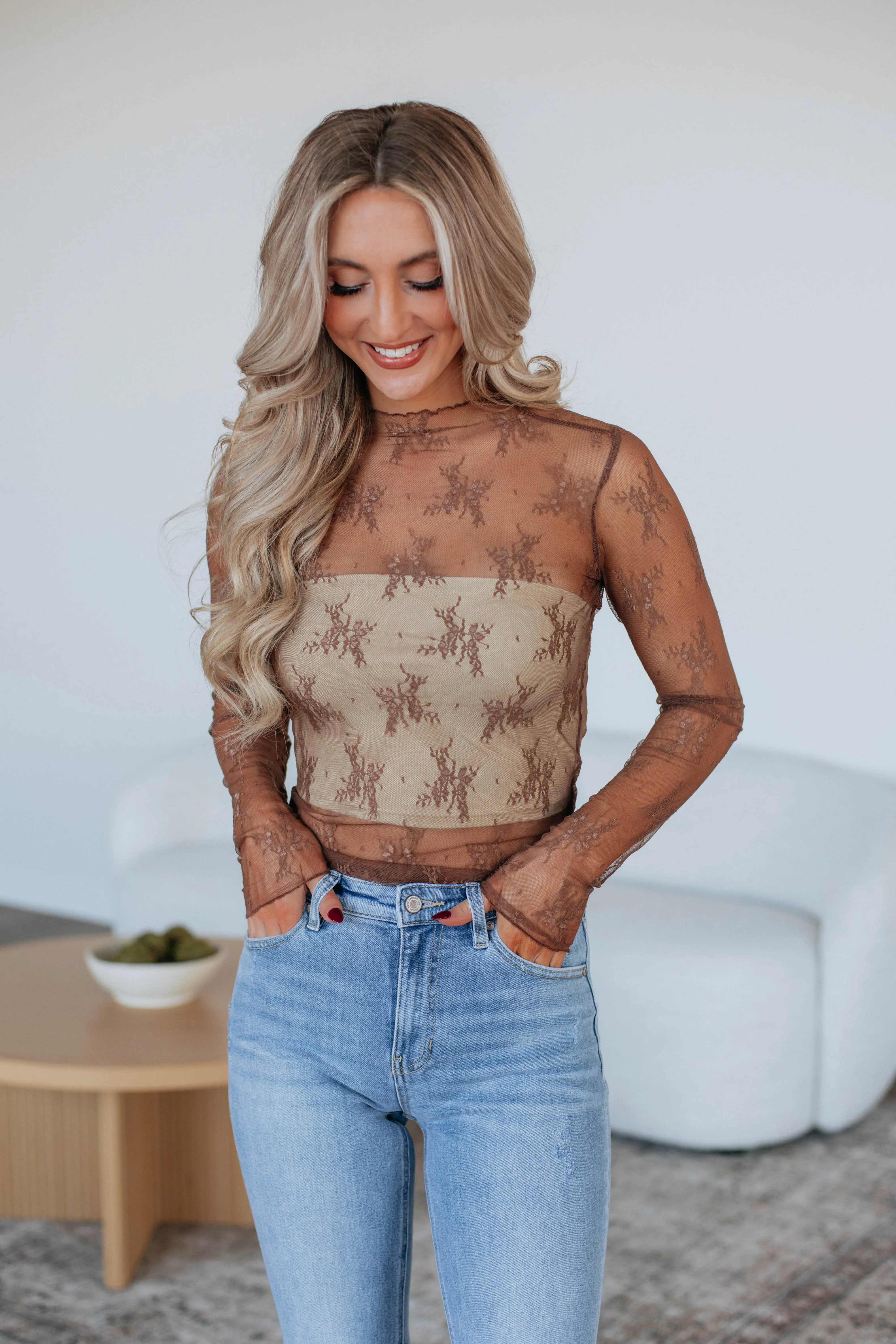 Asa Lace Top - Mocha sold by Wild Oak Boutique product image thumbnail 5