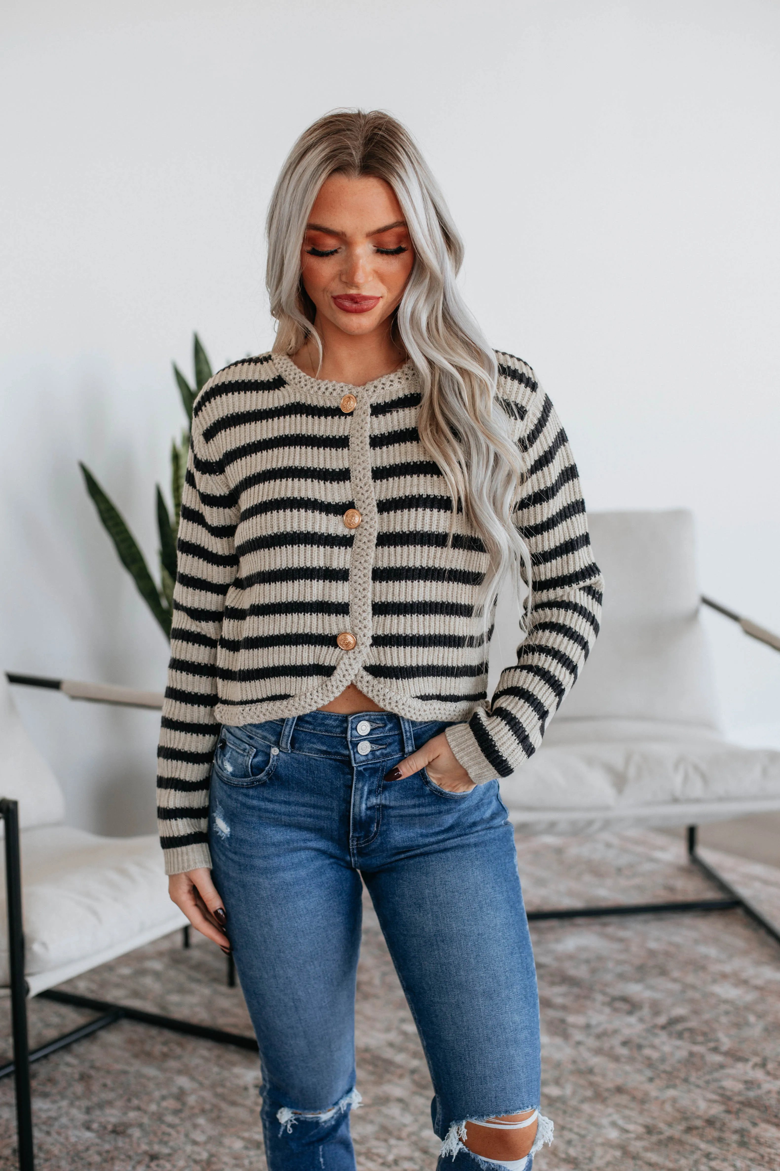 Mayson Striped Cardigan sold by Wild Oak Boutique product image thumbnail 4