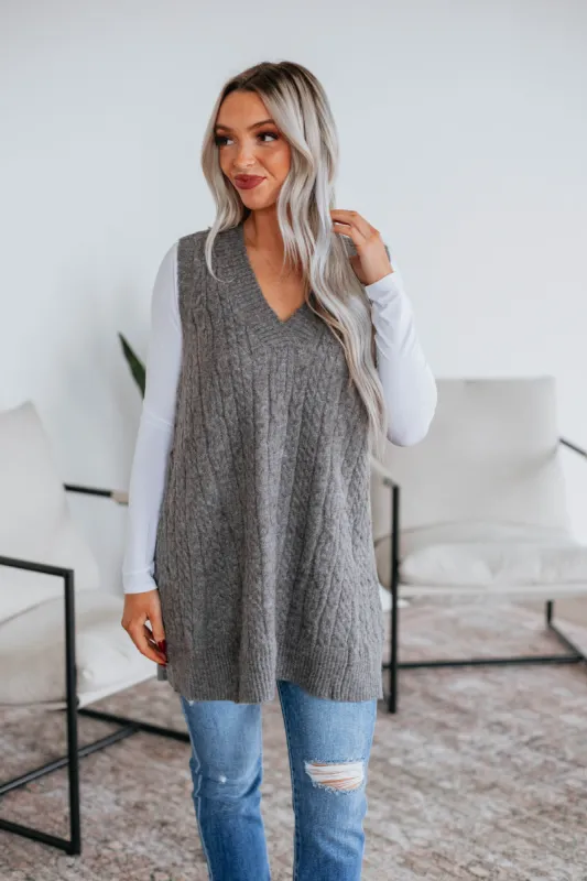 Casilee Sweater Vest - Charcoal sold by Wild Oak Boutique