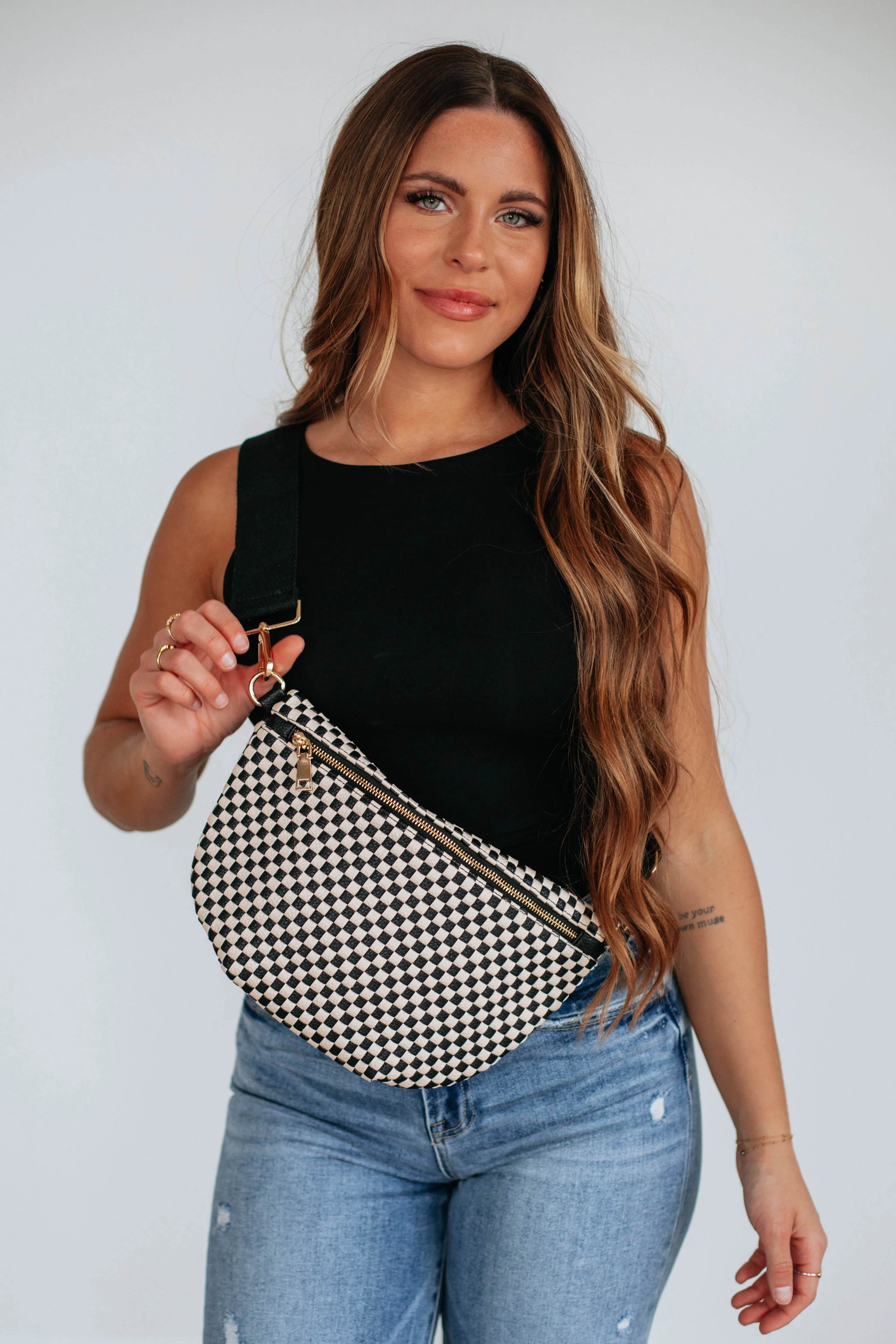 Patsy Bum Bag - Checkered Black sold by Wild Oak Boutique product image thumbnail 2