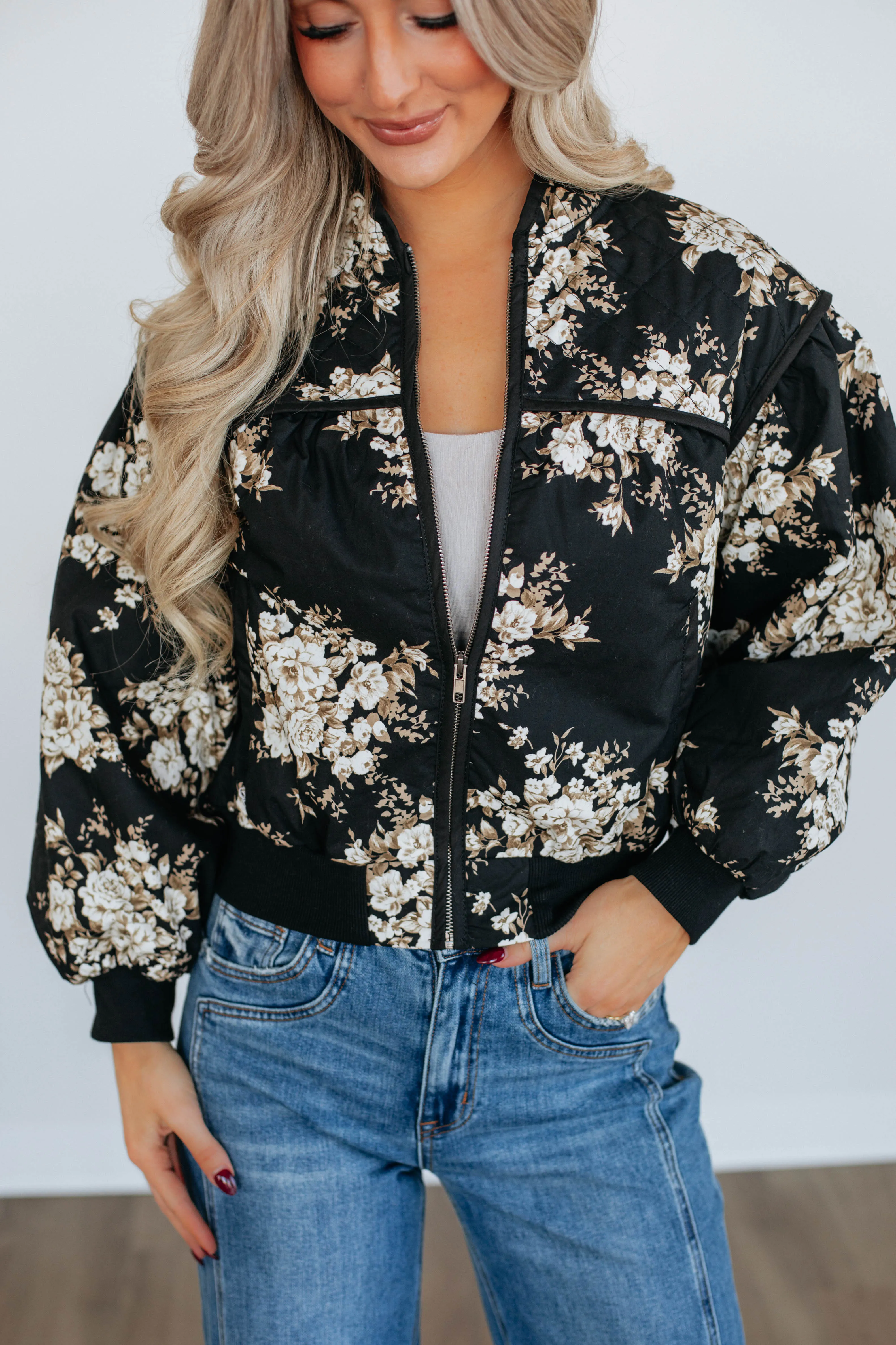 Dasha Quilted Bomber Jacket - Black sold by Wild Oak Boutique product image thumbnail 2