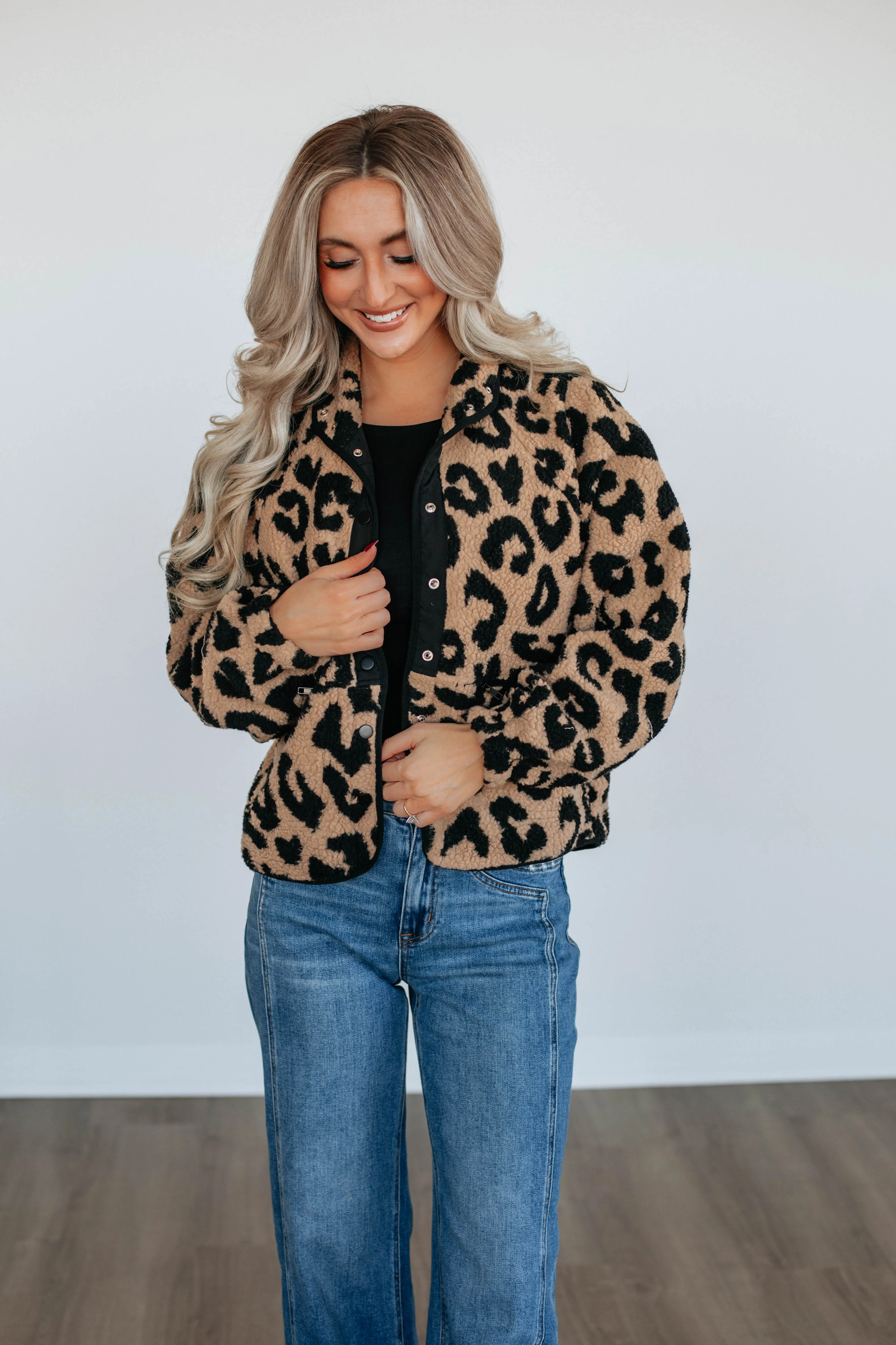 Leisha Sherpa Jacket sold by Wild Oak Boutique