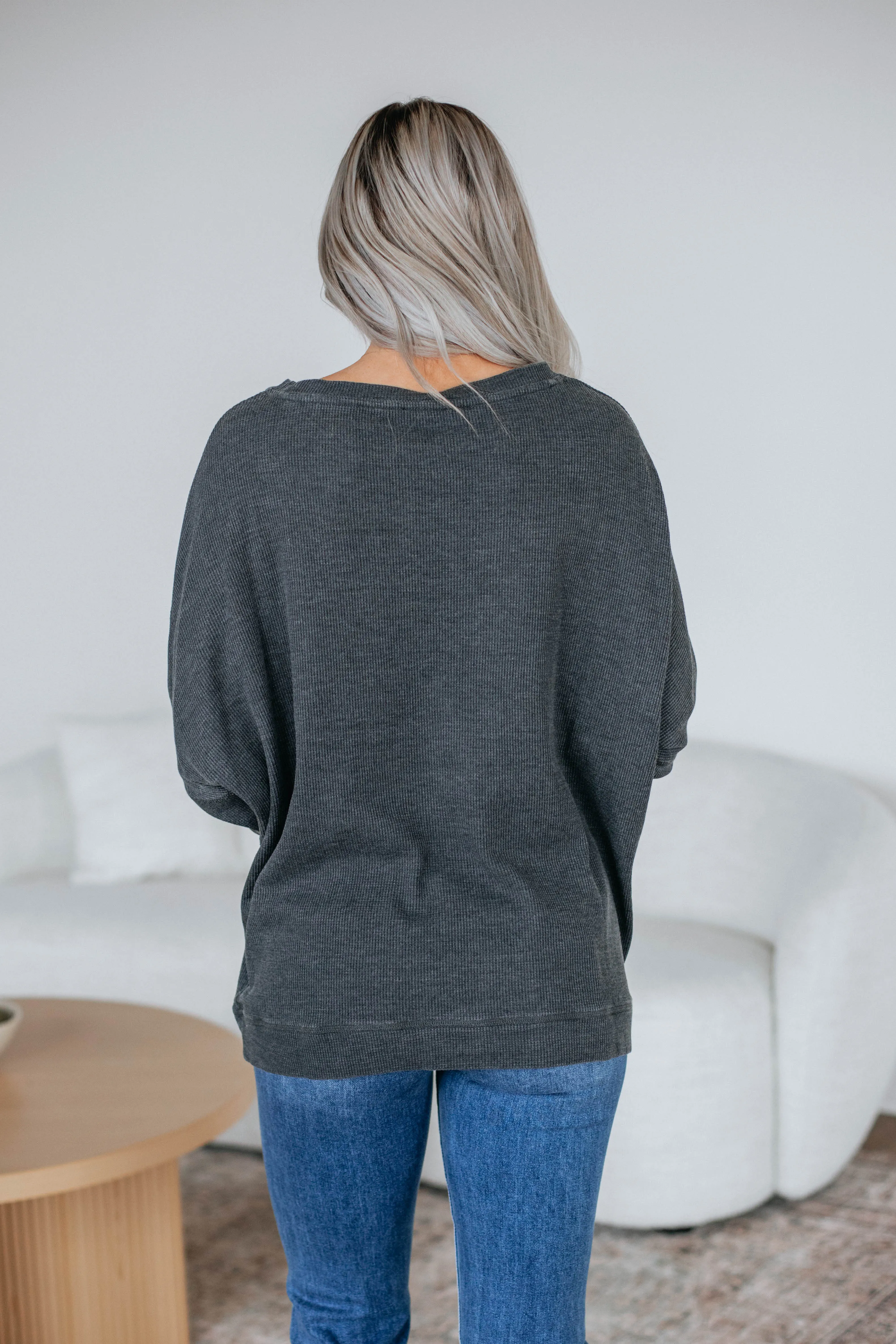 Breah Waffle Knit Top - Vintage Black sold by Wild Oak Boutique product image thumbnail 5