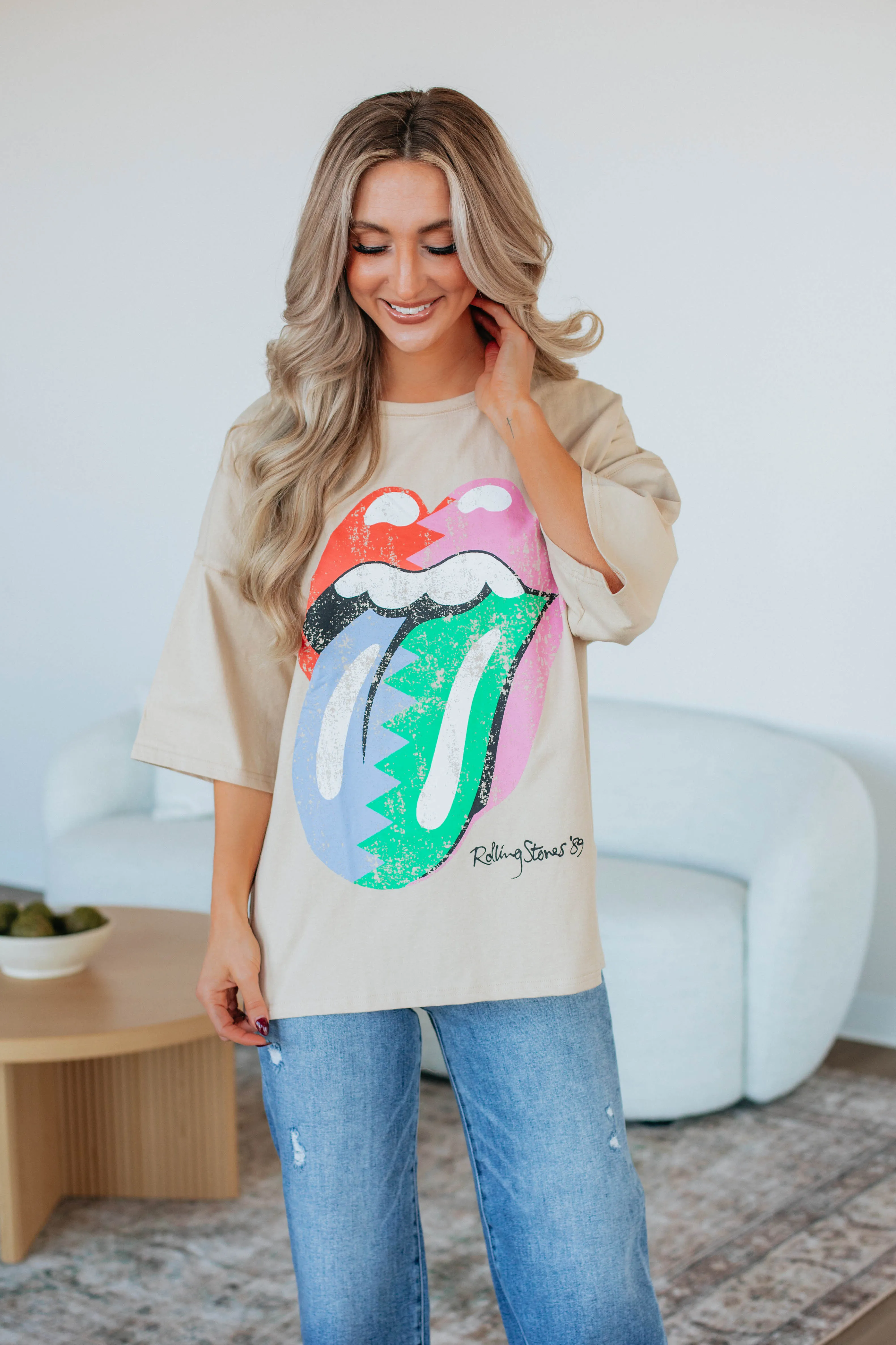Rolling Stones Oversized Graphic Tee sold by Wild Oak Boutique