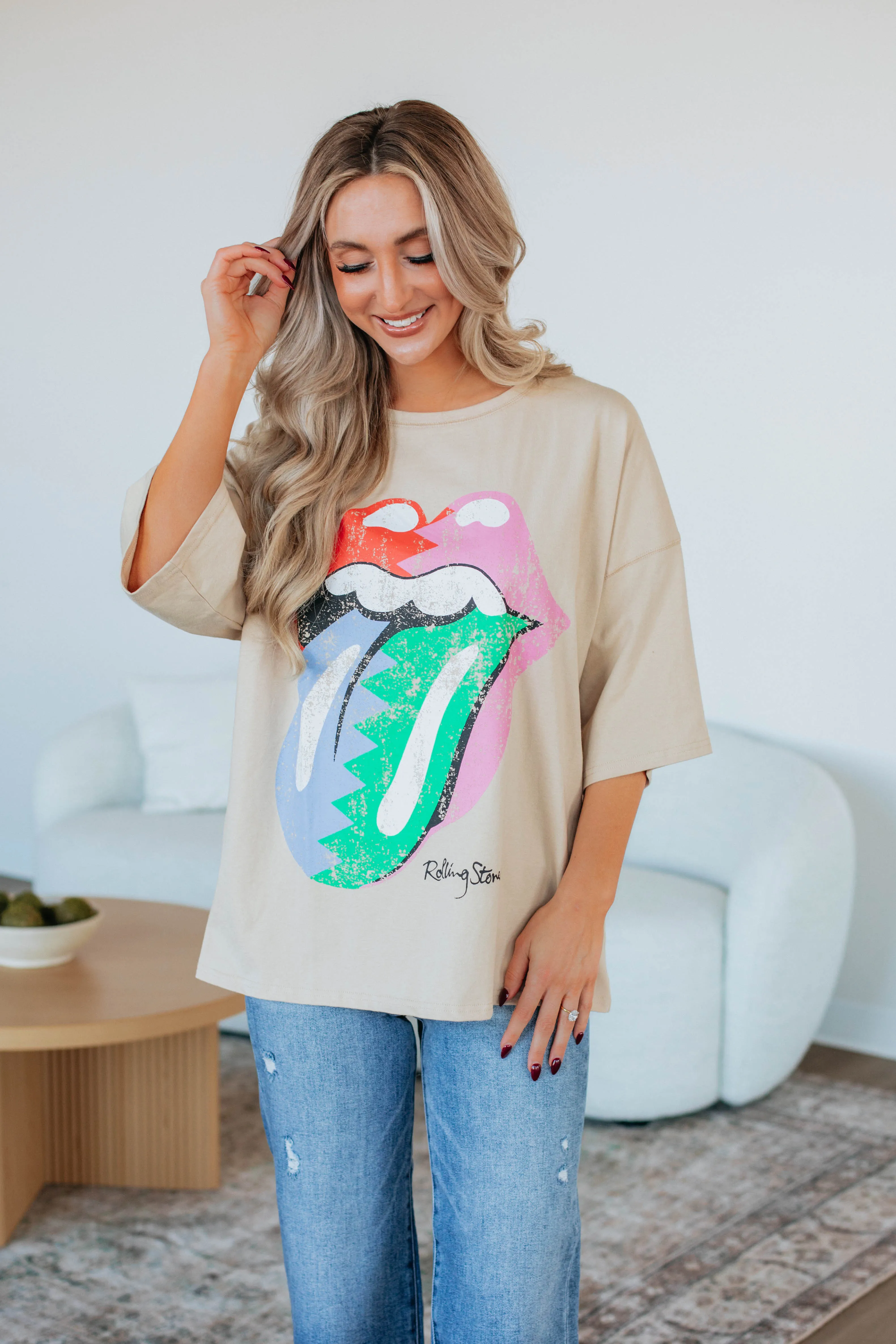 Rolling Stones Oversized Graphic Tee sold by Wild Oak Boutique product image thumbnail 3