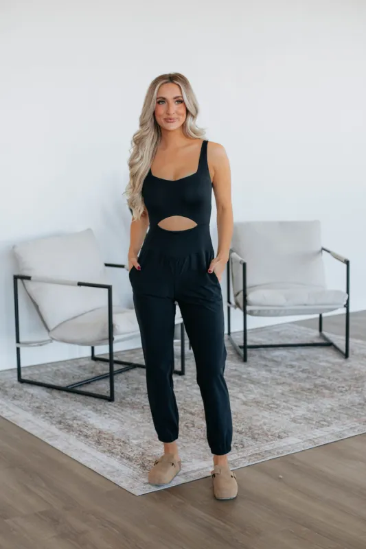 Always On The Go Jumpsuit - Black sold by Wild Oak Boutique