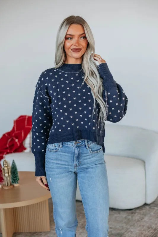 Emmie Knit Sweater - Navy sold by Wild Oak Boutique