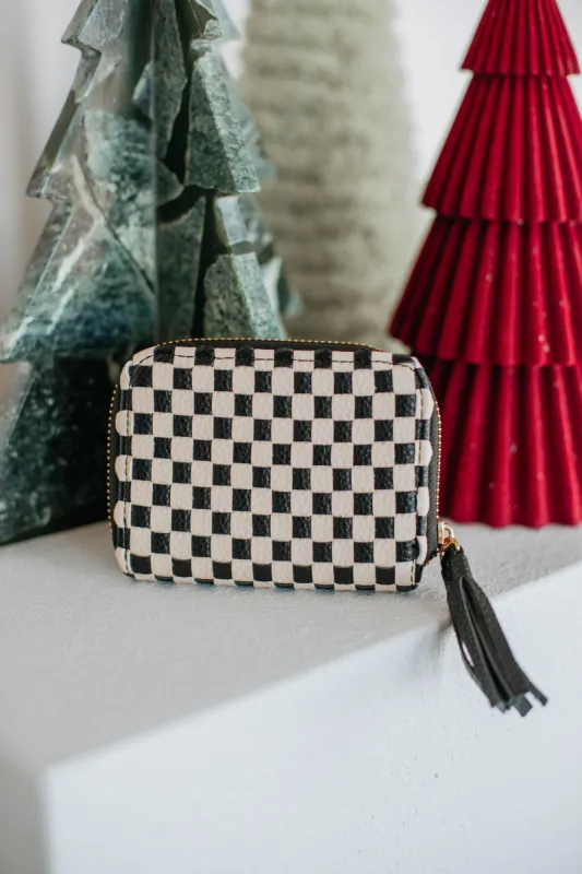 Never On Schedule Wallet - Checkered Black sold by Wild Oak Boutique