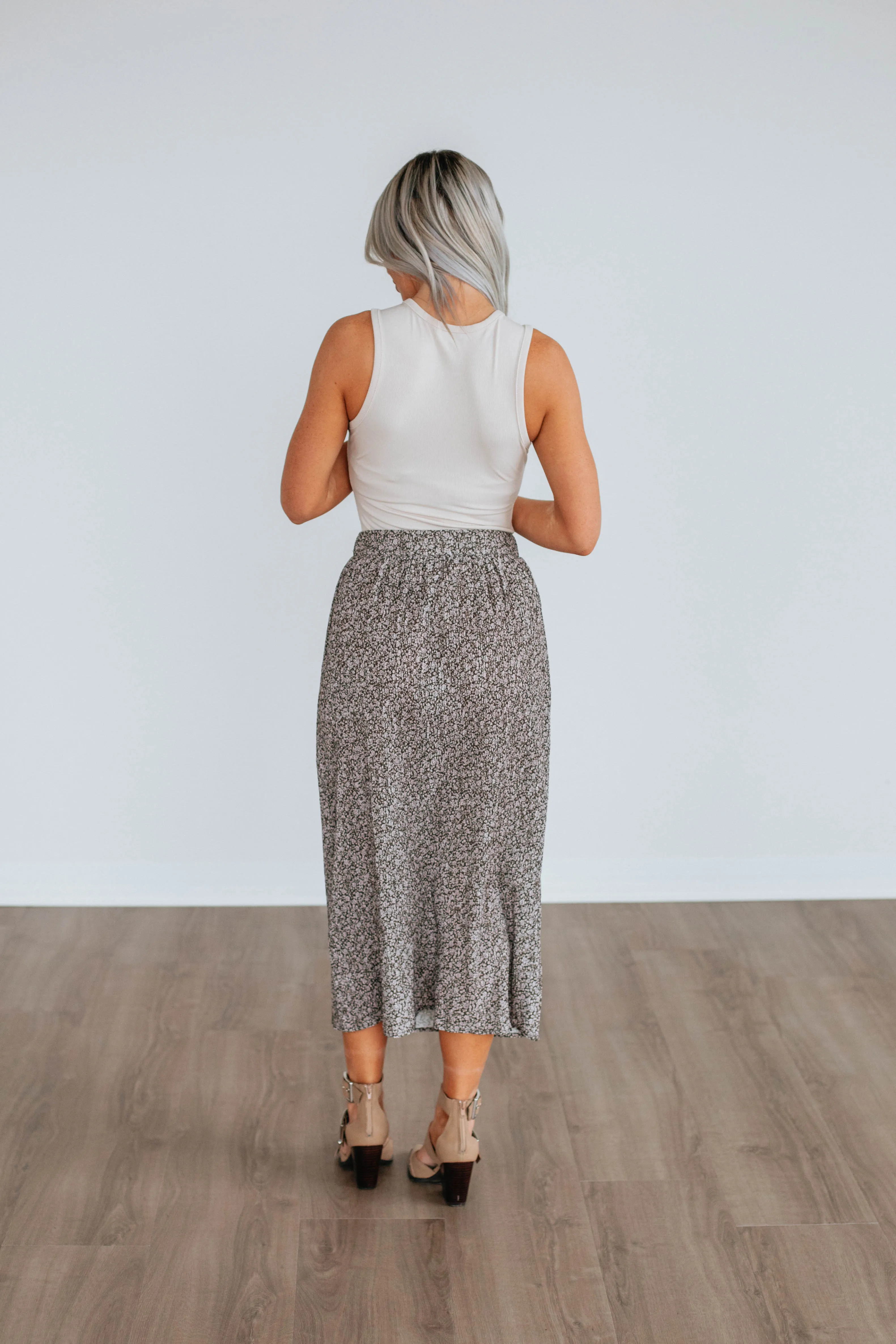 Anika Floral Skirt - Mocha sold by Wild Oak Boutique product image thumbnail 5