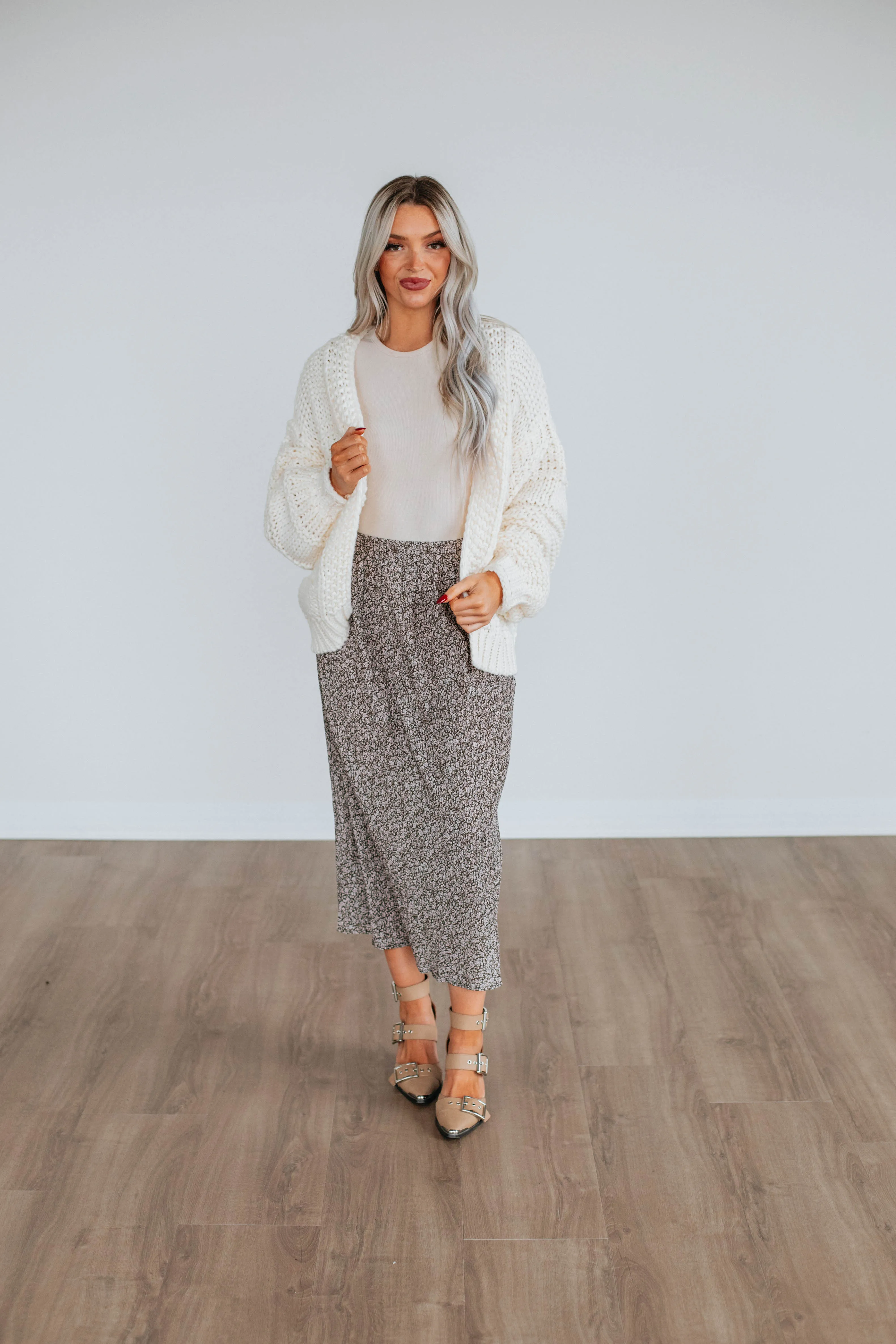 Anika Floral Skirt - Mocha sold by Wild Oak Boutique product image thumbnail 2