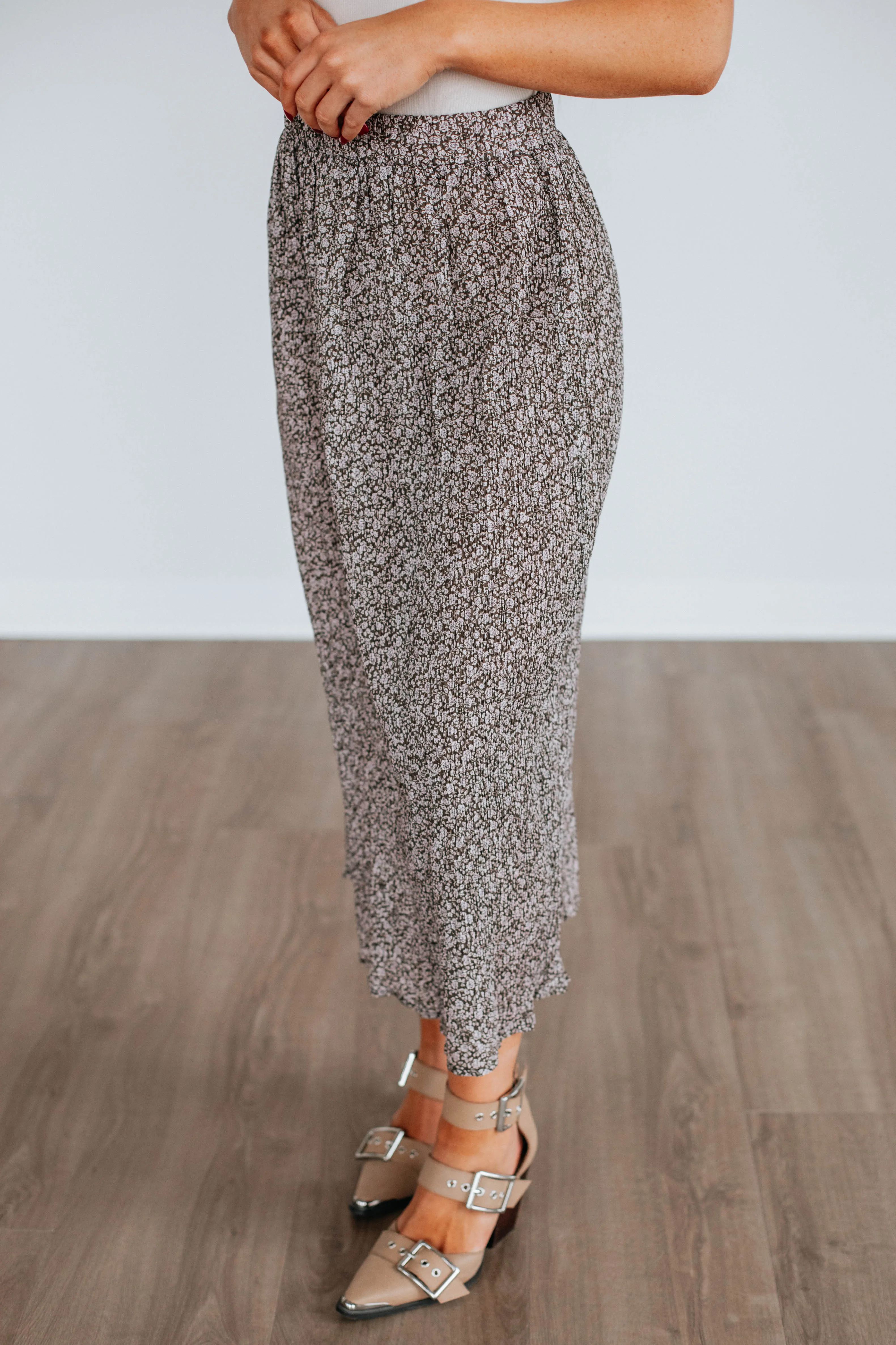 Anika Floral Skirt - Mocha sold by Wild Oak Boutique