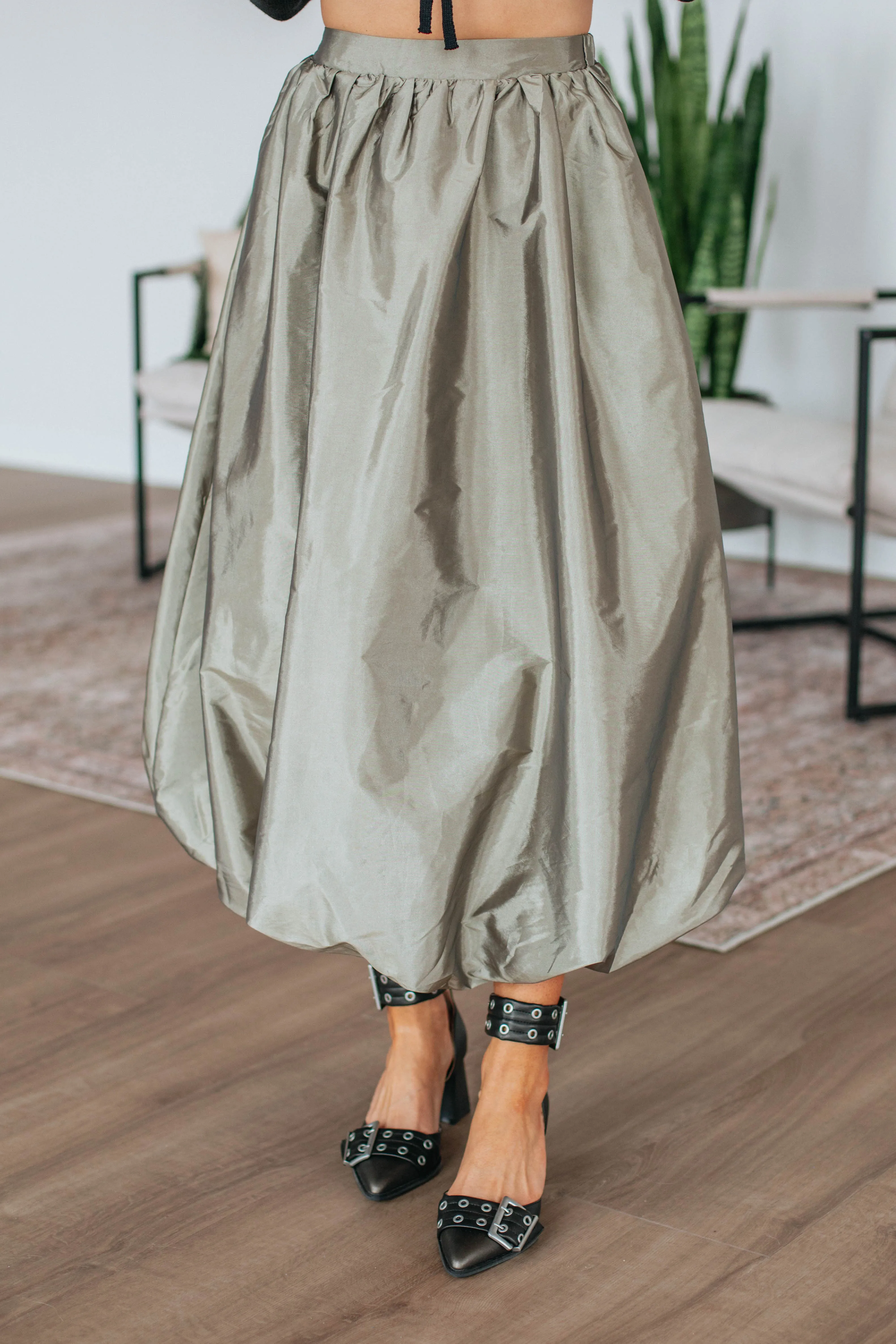 Stop & Stare Skirt - Olive sold by Wild Oak Boutique product image thumbnail 2