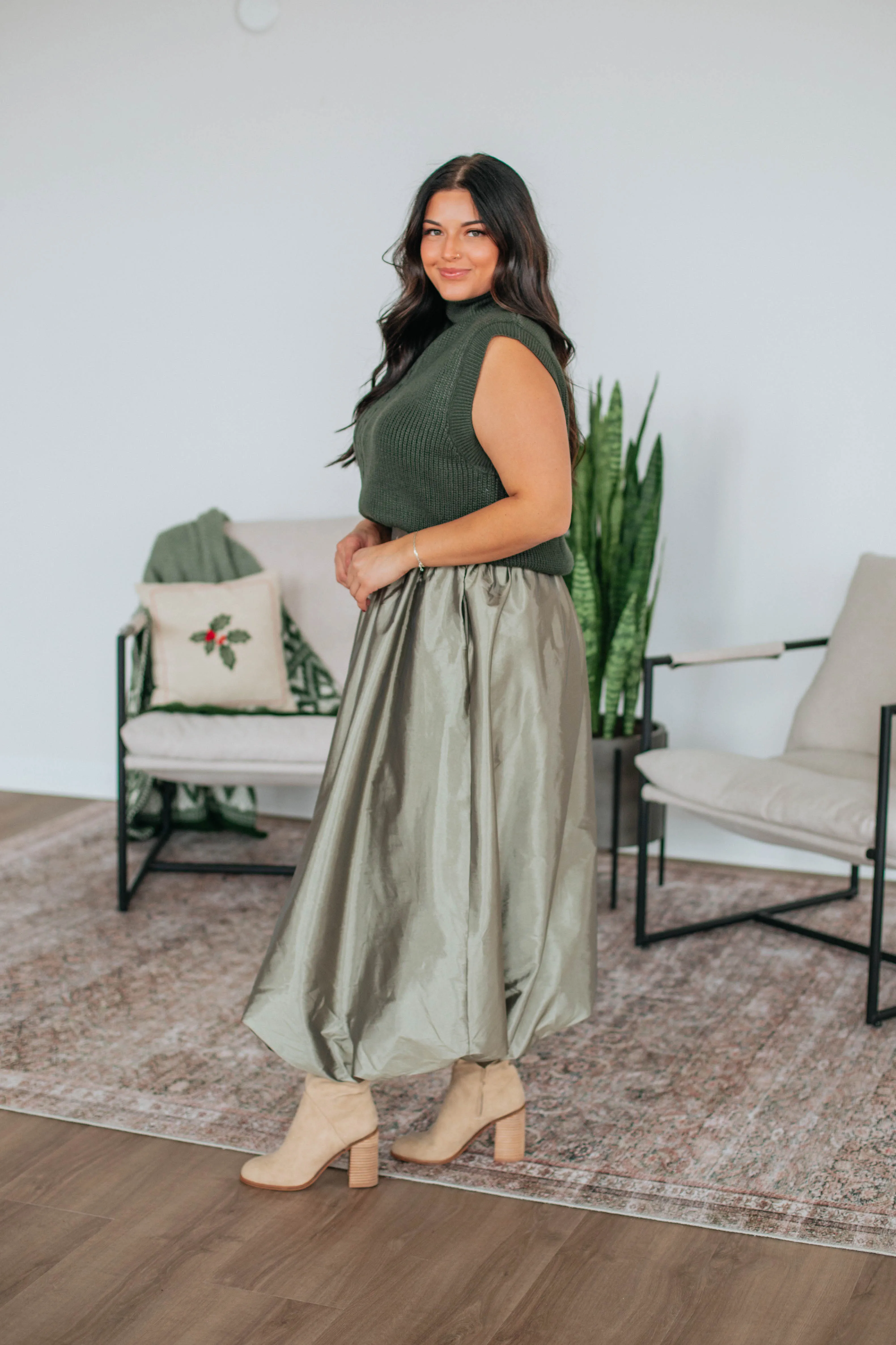Stop & Stare Skirt - Olive sold by Wild Oak Boutique product image thumbnail 5