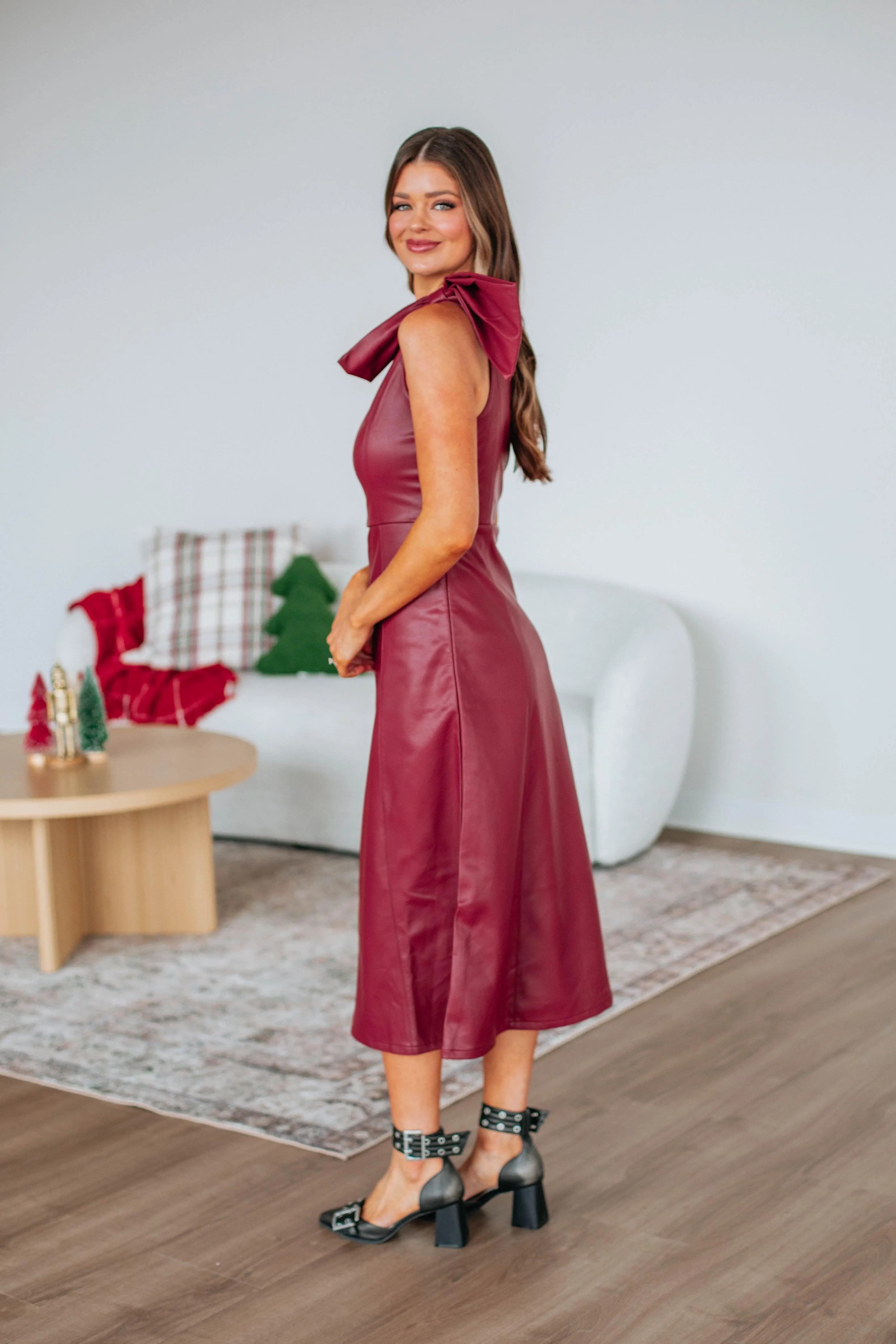 Ready To Pose Leather Dress - Scarlet sold by Wild Oak Boutique product image thumbnail 2