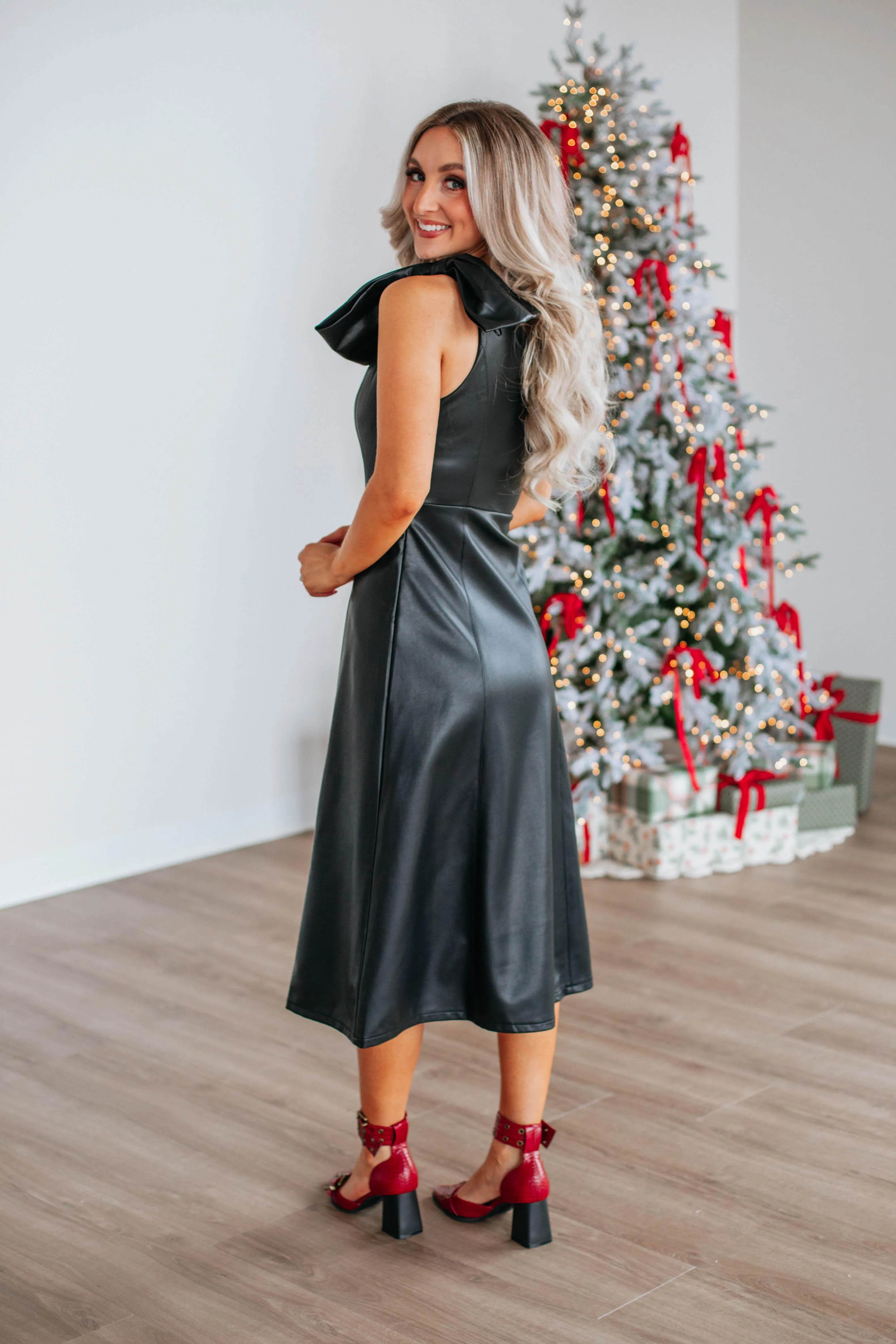 Ready To Pose Leather Dress - Black sold by Wild Oak Boutique product image thumbnail 3