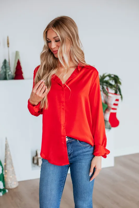 Quinn Button Down Blouse - Red sold by Wild Oak Boutique