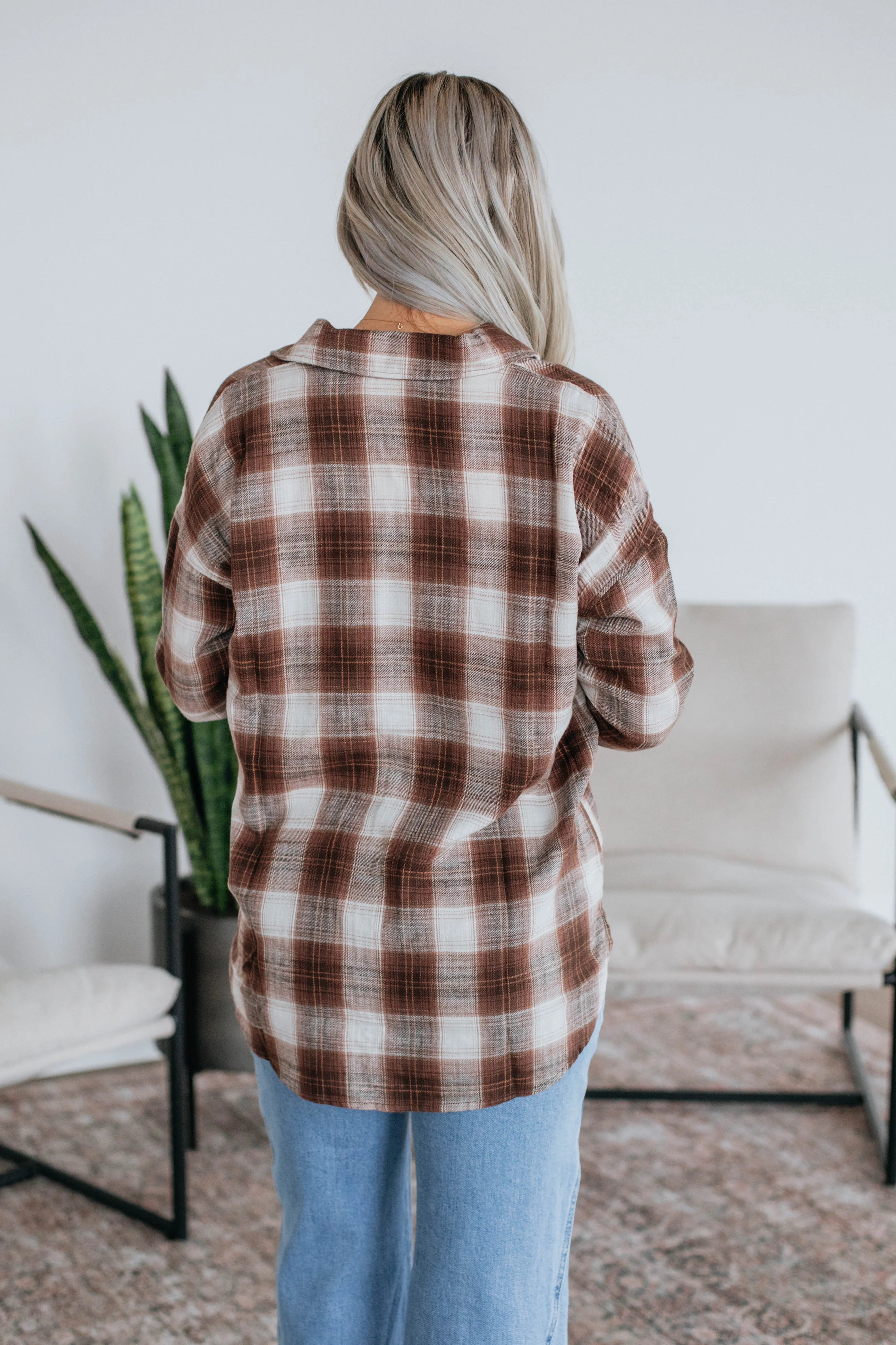 Rowson Flannel Top - Mocha sold by Wild Oak Boutique product image thumbnail 5