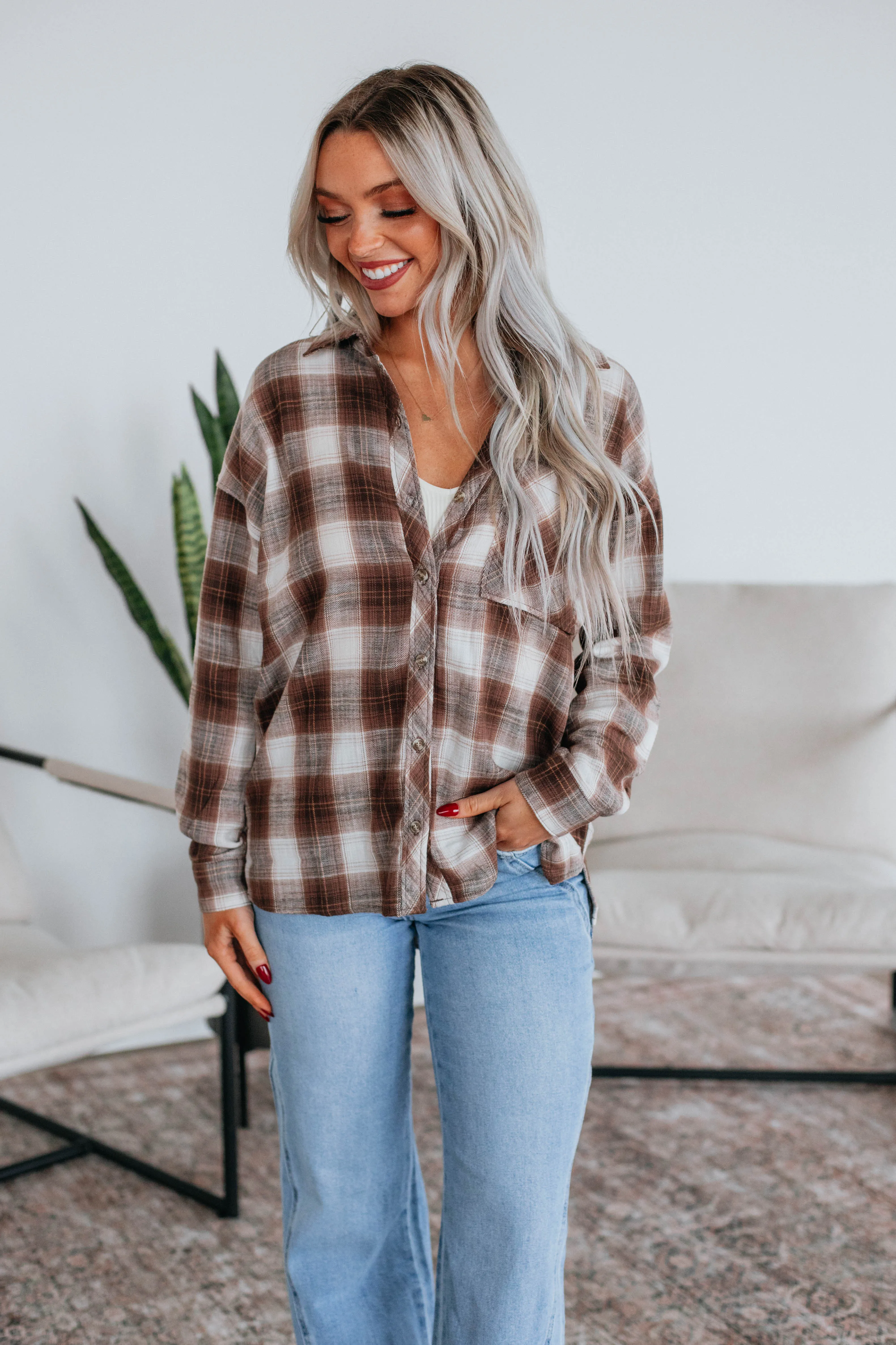 Rowson Flannel Top - Mocha sold by Wild Oak Boutique product image thumbnail 4