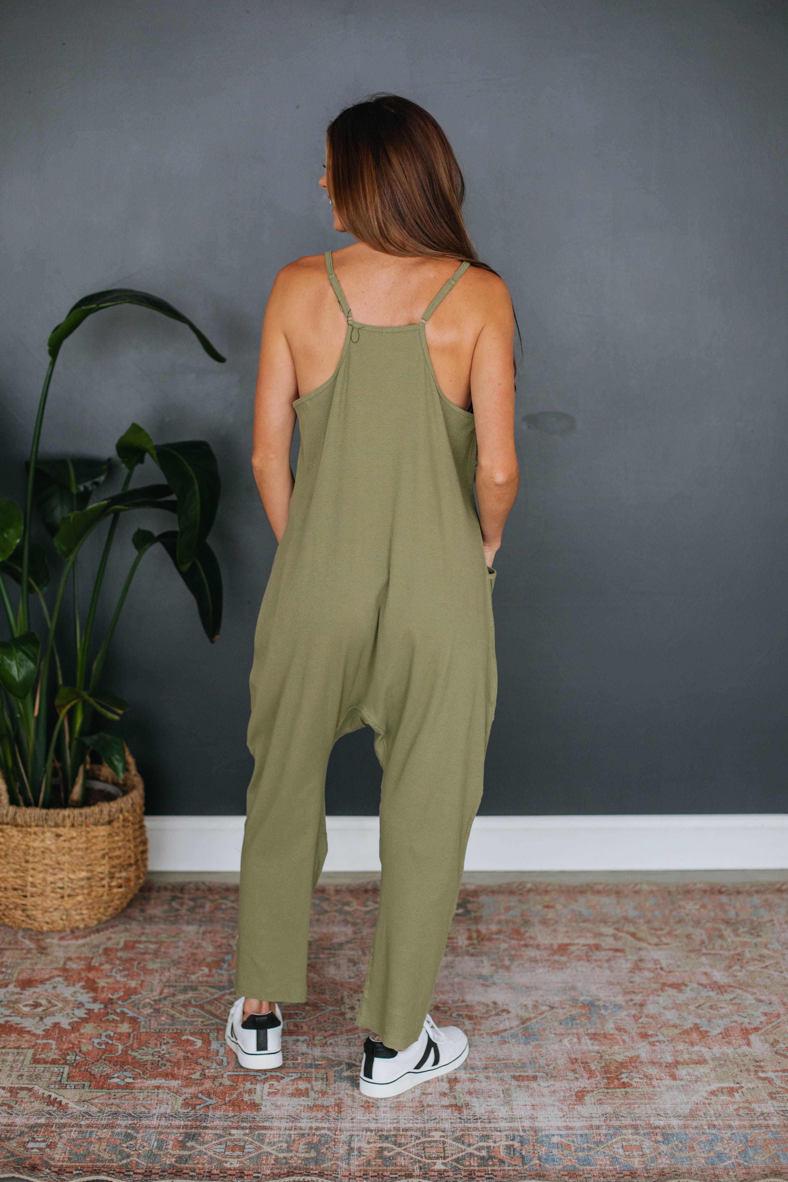 Tallow Ribbed Jumpsuit - Olive sold by Wild Oak Boutique product image thumbnail 3