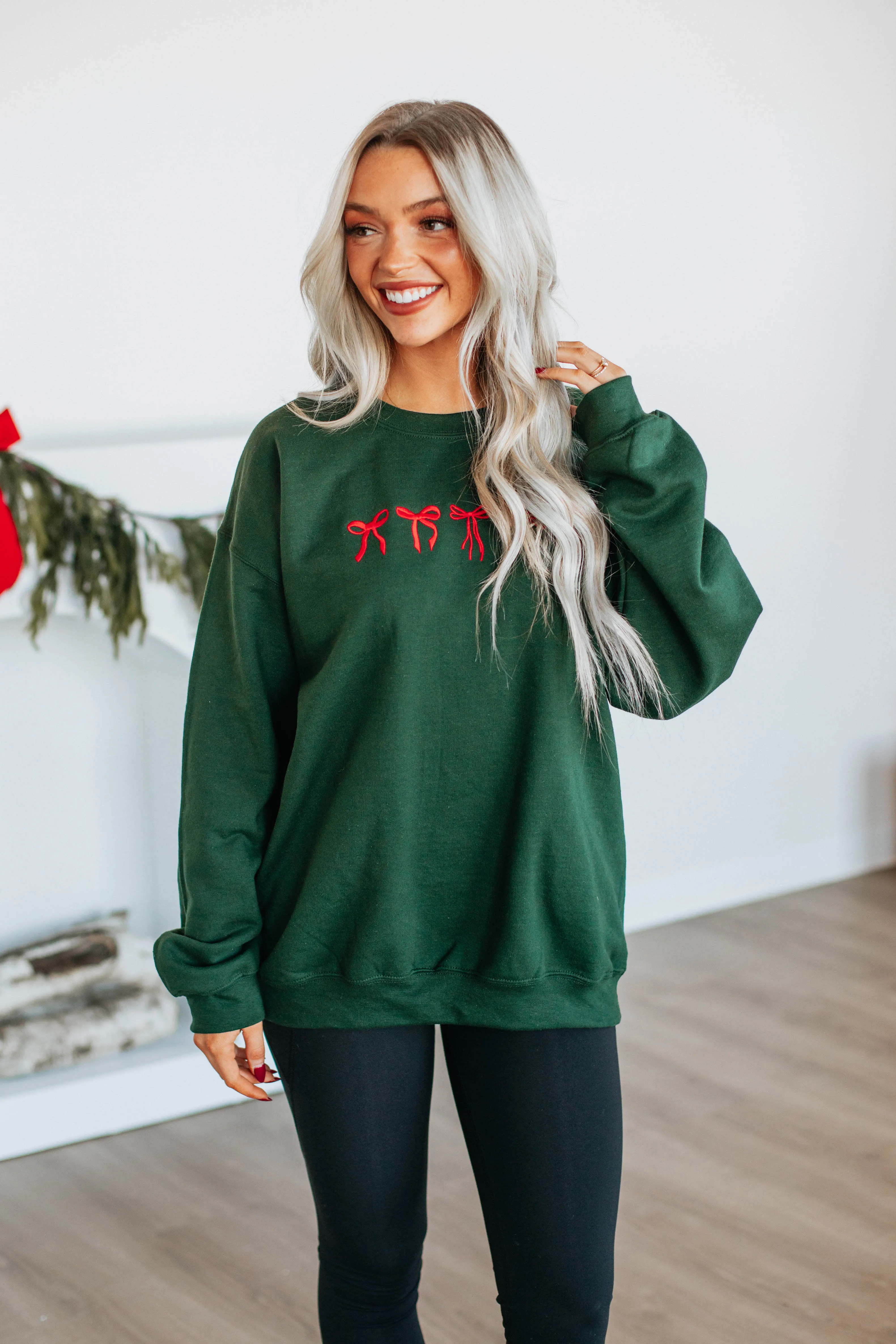 Holiday Vibes Oversized Crewneck - Hunter Green sold by Wild Oak Boutique product image thumbnail 4