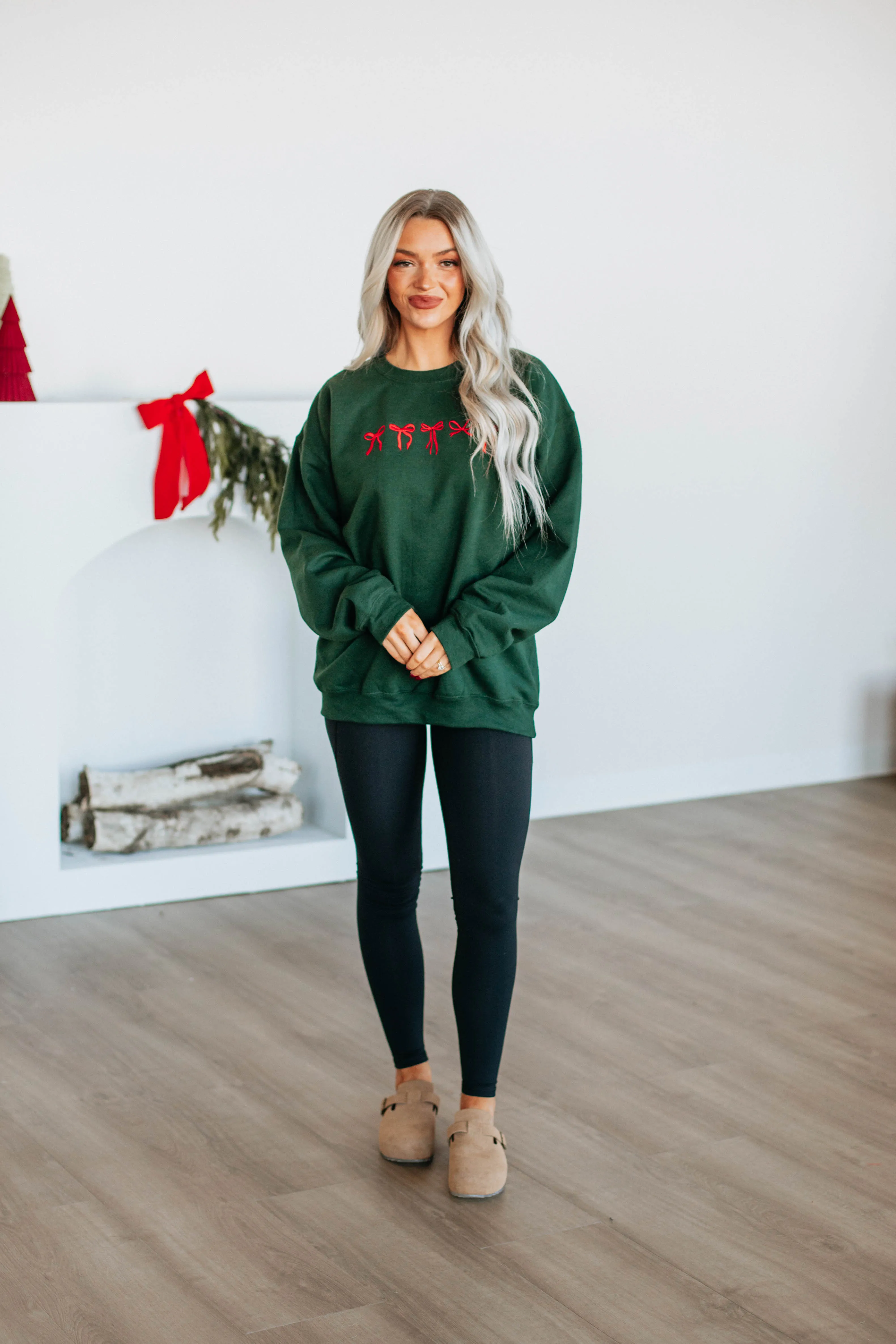 Holiday Vibes Oversized Crewneck - Hunter Green sold by Wild Oak Boutique product image thumbnail 3