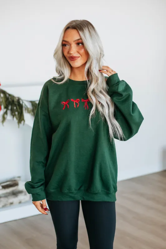 Holiday Vibes Oversized Crewneck - Hunter Green sold by Wild Oak Boutique