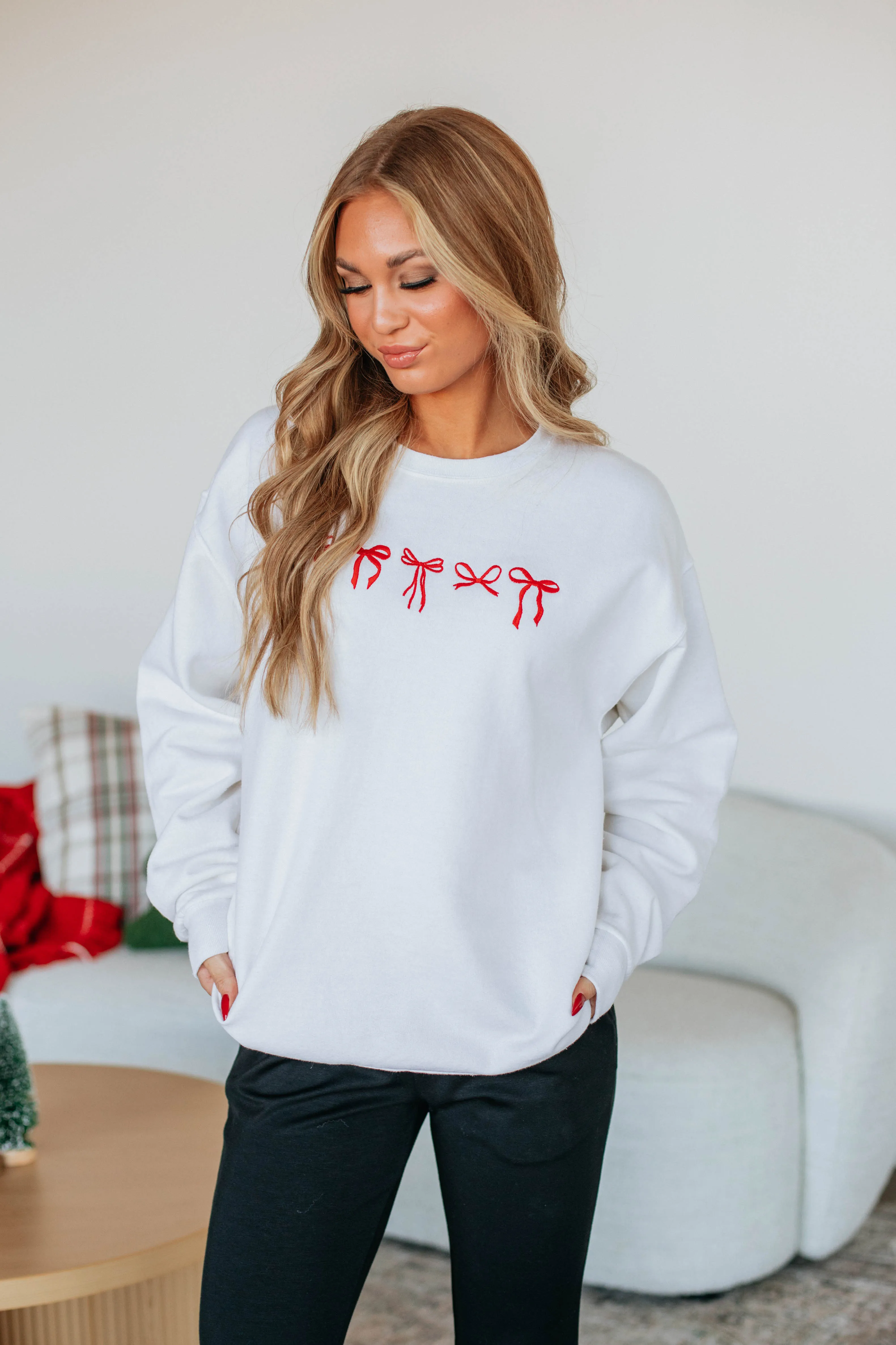 Holiday Vibes Oversized Crewneck - Cream sold by Wild Oak Boutique