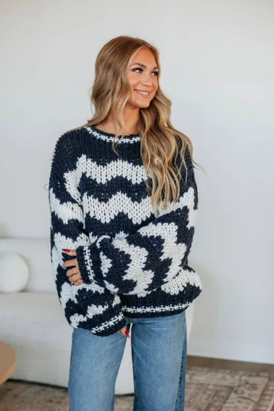 Daina Oversized Sweater - Navy sold by Wild Oak Boutique
