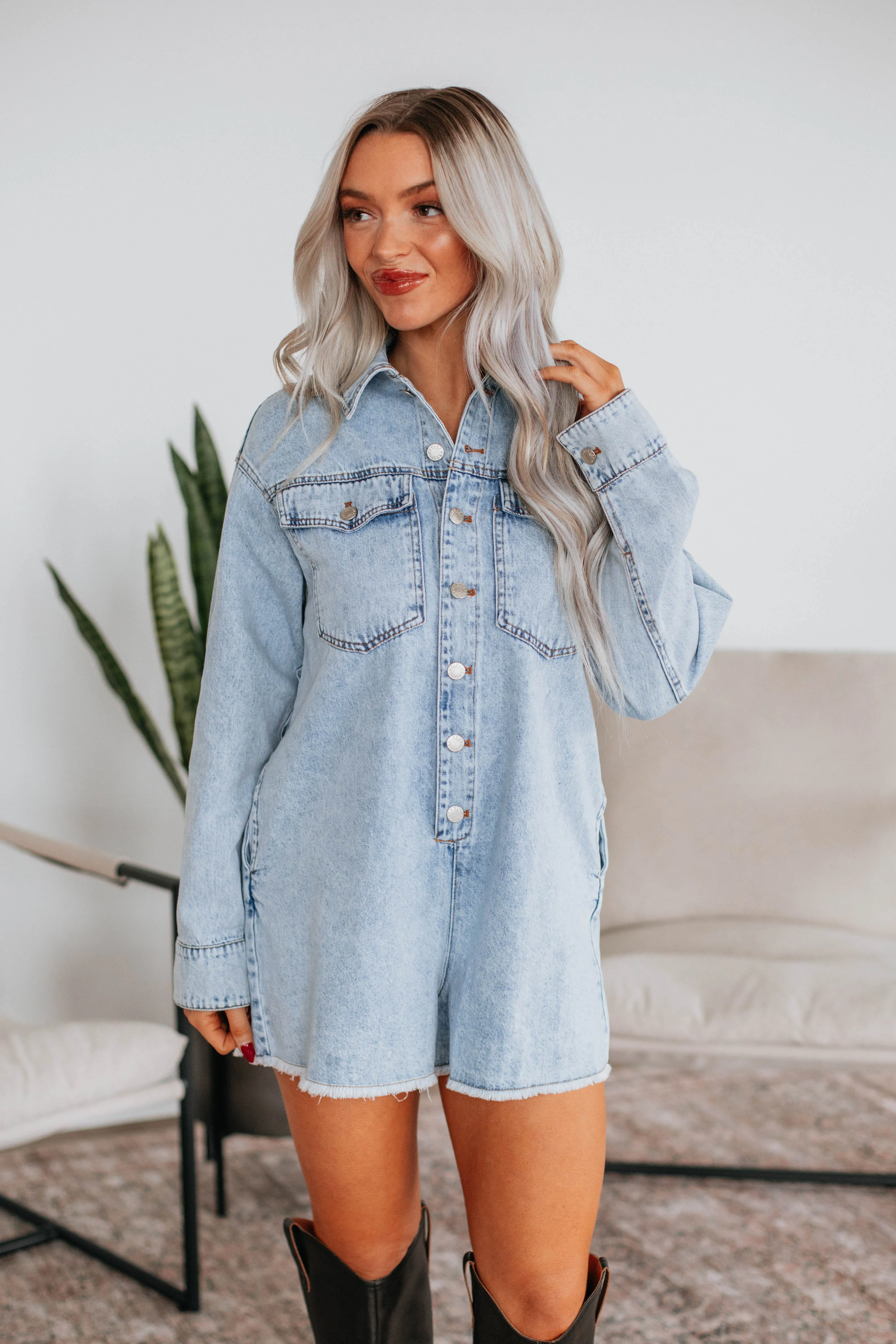 Bennington Denim Romper sold by Wild Oak Boutique