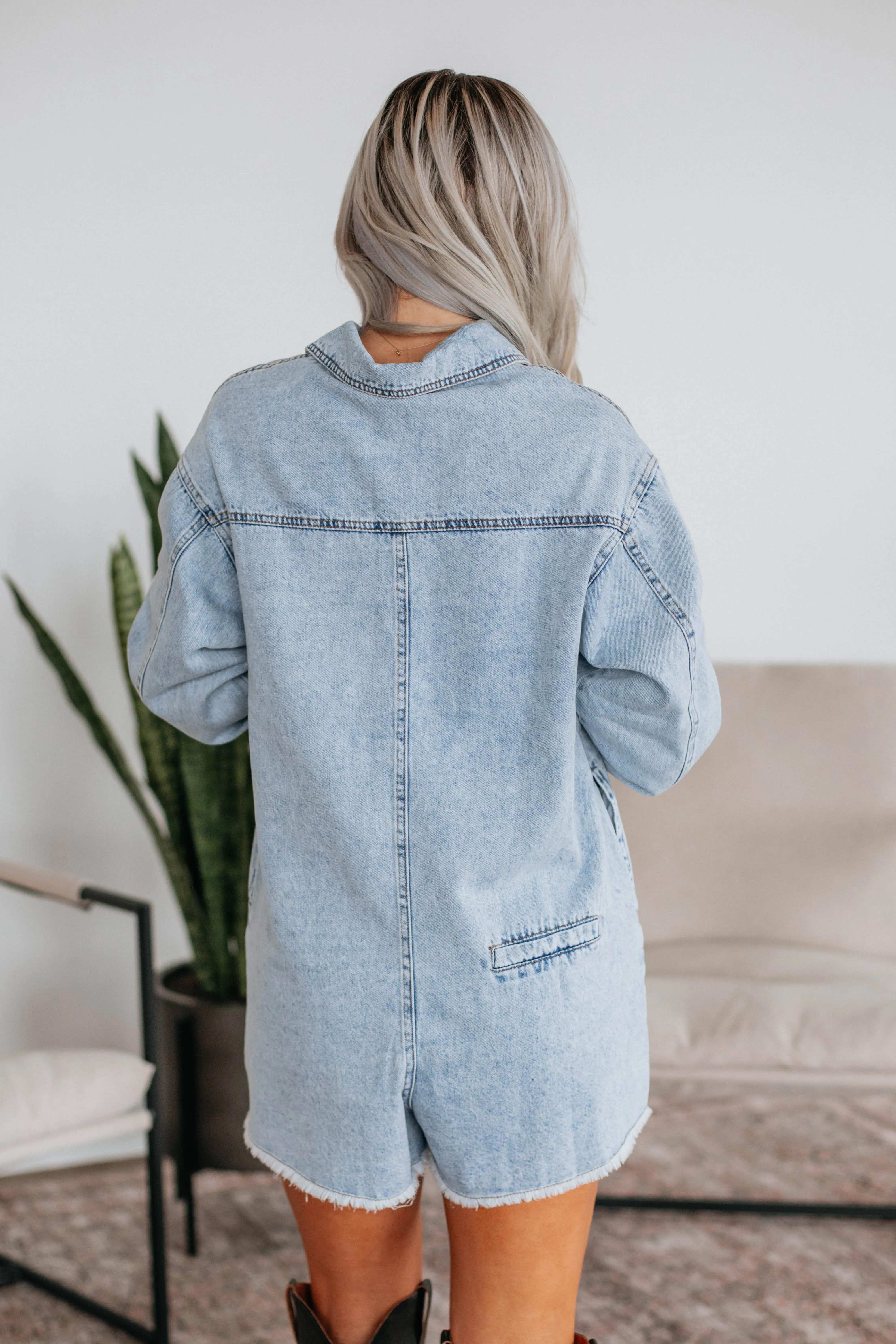 Bennington Denim Romper sold by Wild Oak Boutique product image thumbnail 5