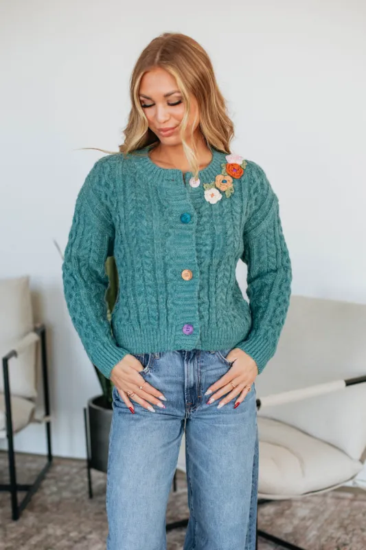 Elma Cable Knit Cardigan sold by Wild Oak Boutique