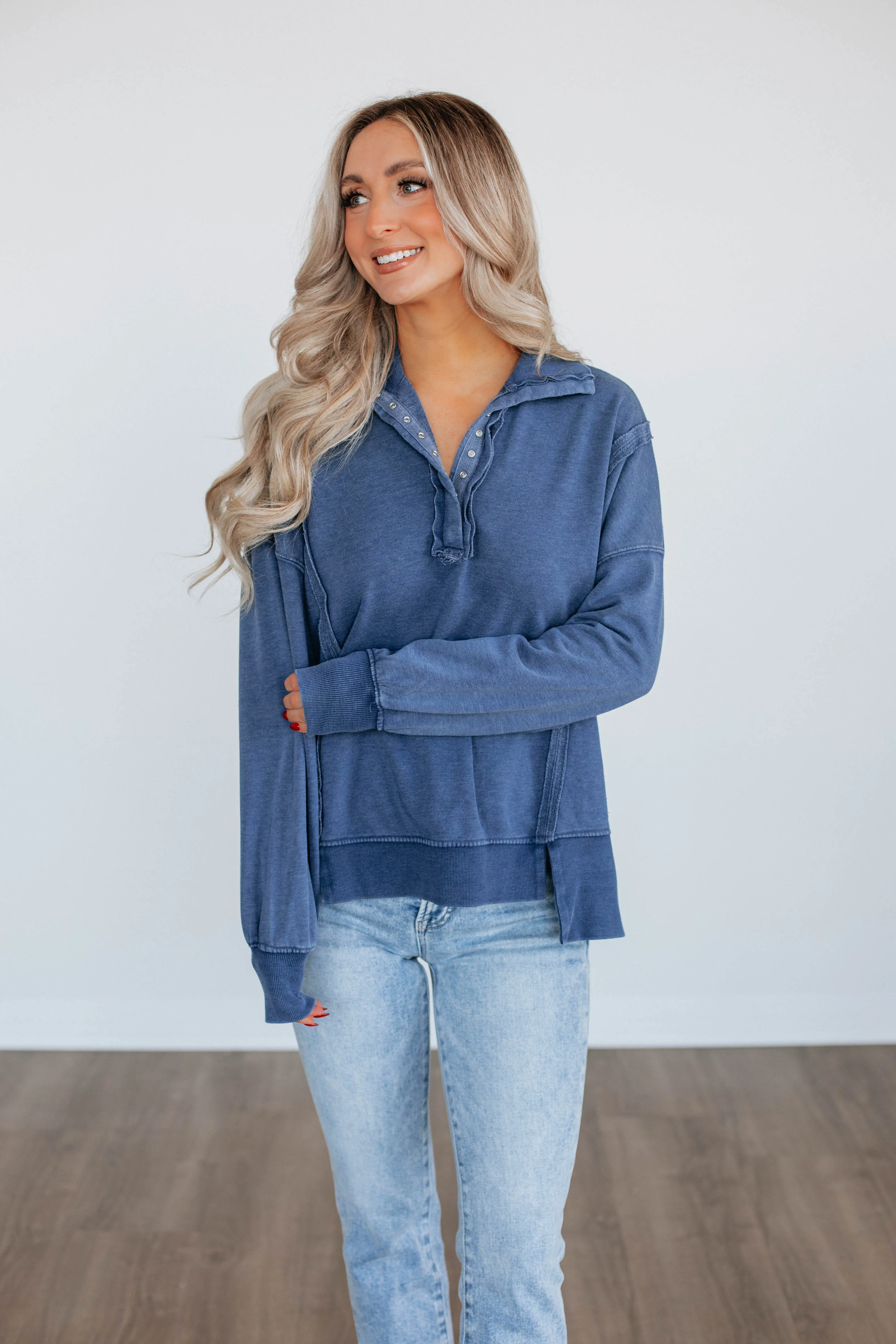 Cadence Pullover - Steel Blue sold by Wild Oak Boutique product image thumbnail 4