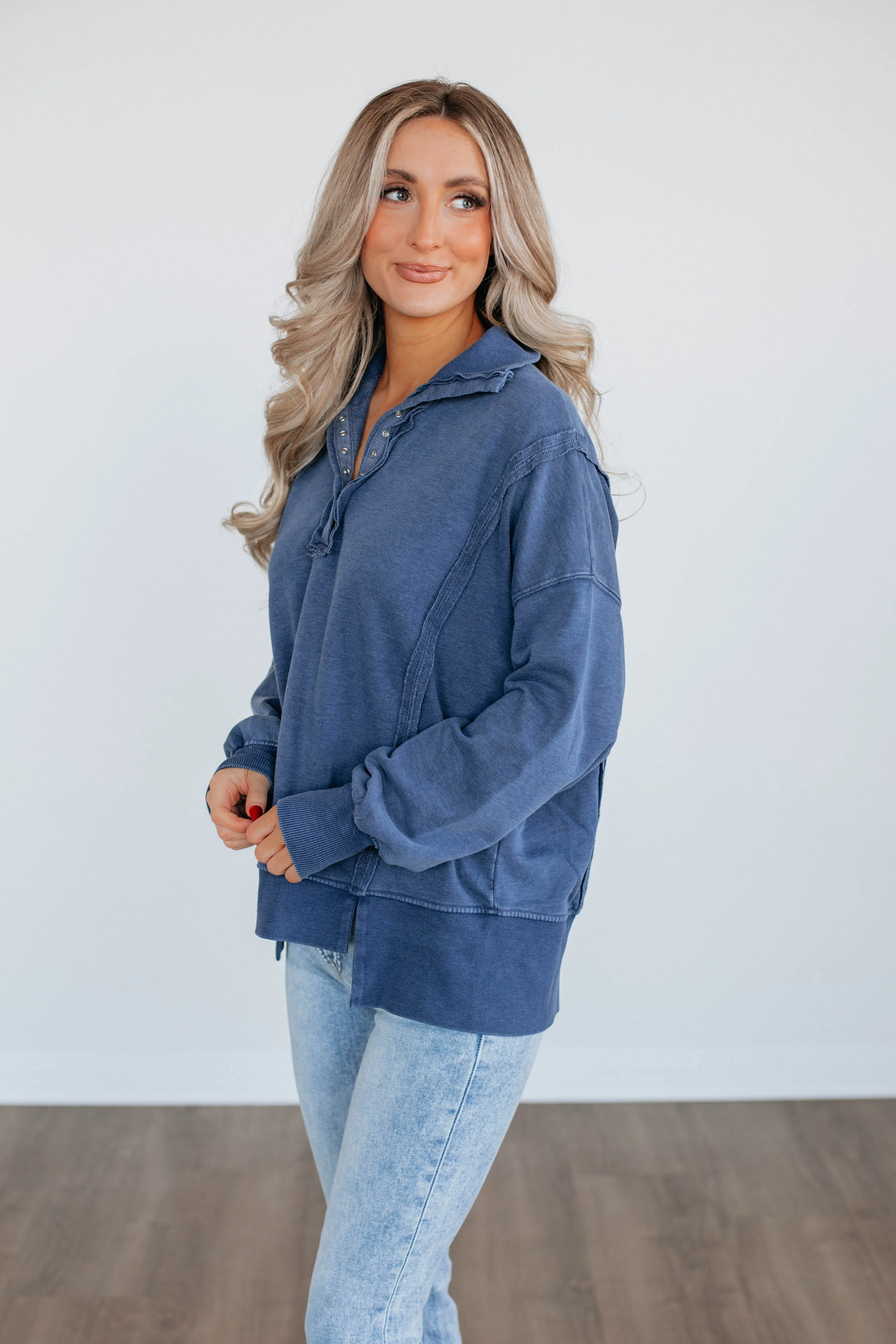 Cadence Pullover - Steel Blue sold by Wild Oak Boutique product image thumbnail 3