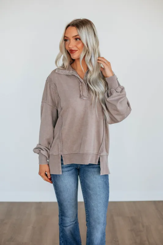 Cadence Pullover - Latte sold by Wild Oak Boutique