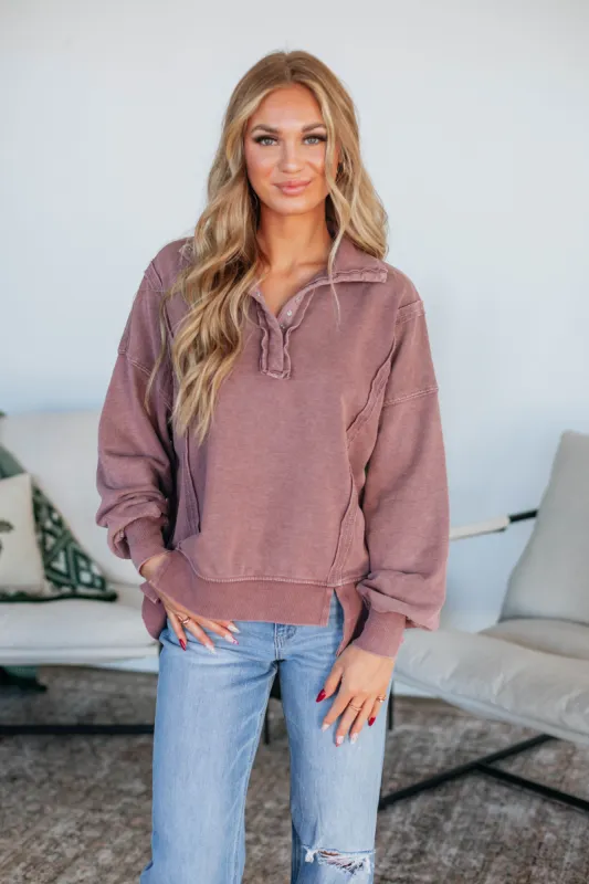 Cadence Pullover - Dark Mauve sold by Wild Oak Boutique