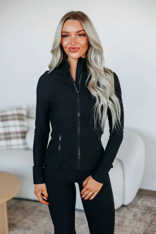 Rixie Ribbed Active Jacket - Black sold by Wild Oak Boutique