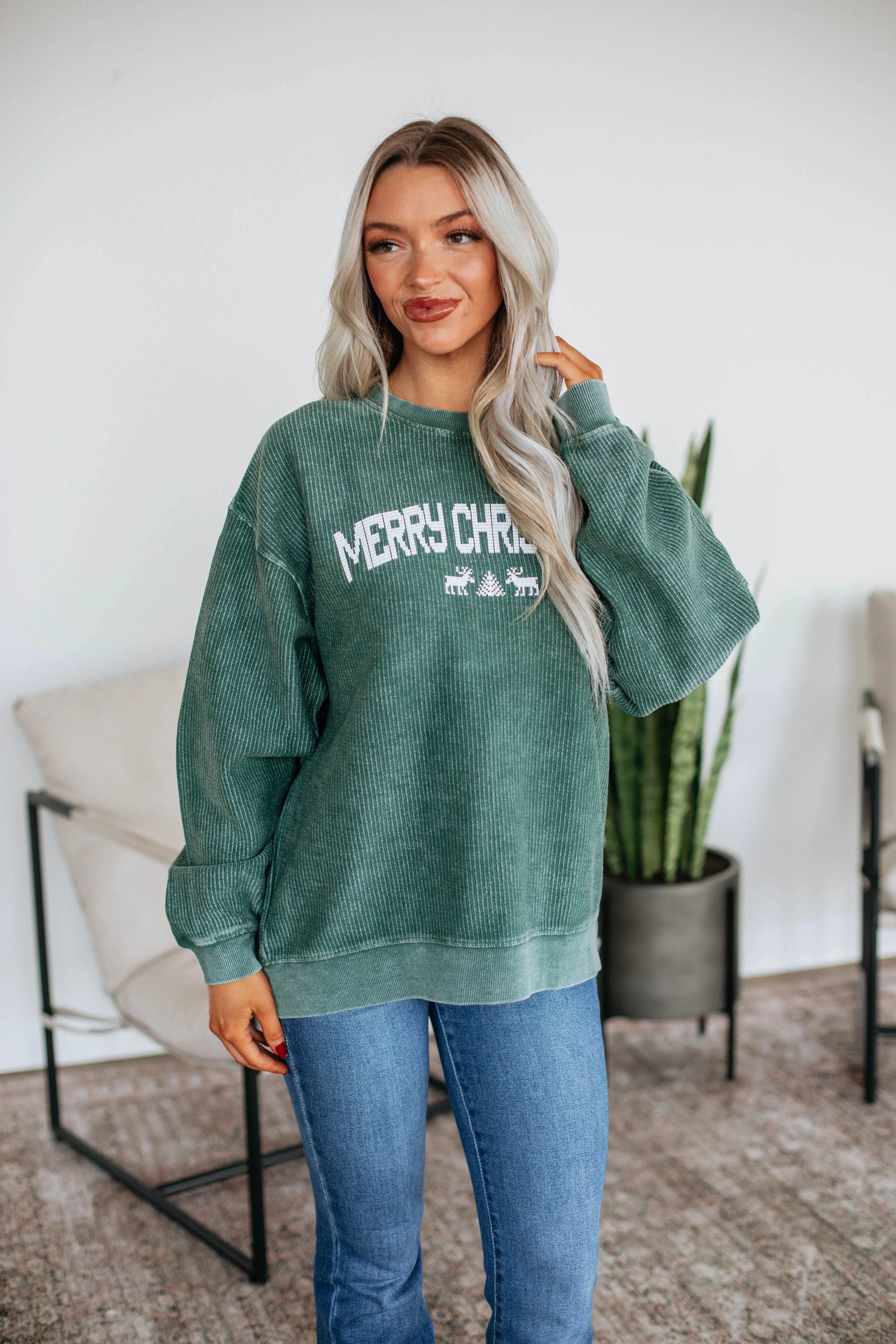 Merry Christmas Corded Crewneck sold by Wild Oak Boutique product image thumbnail 4