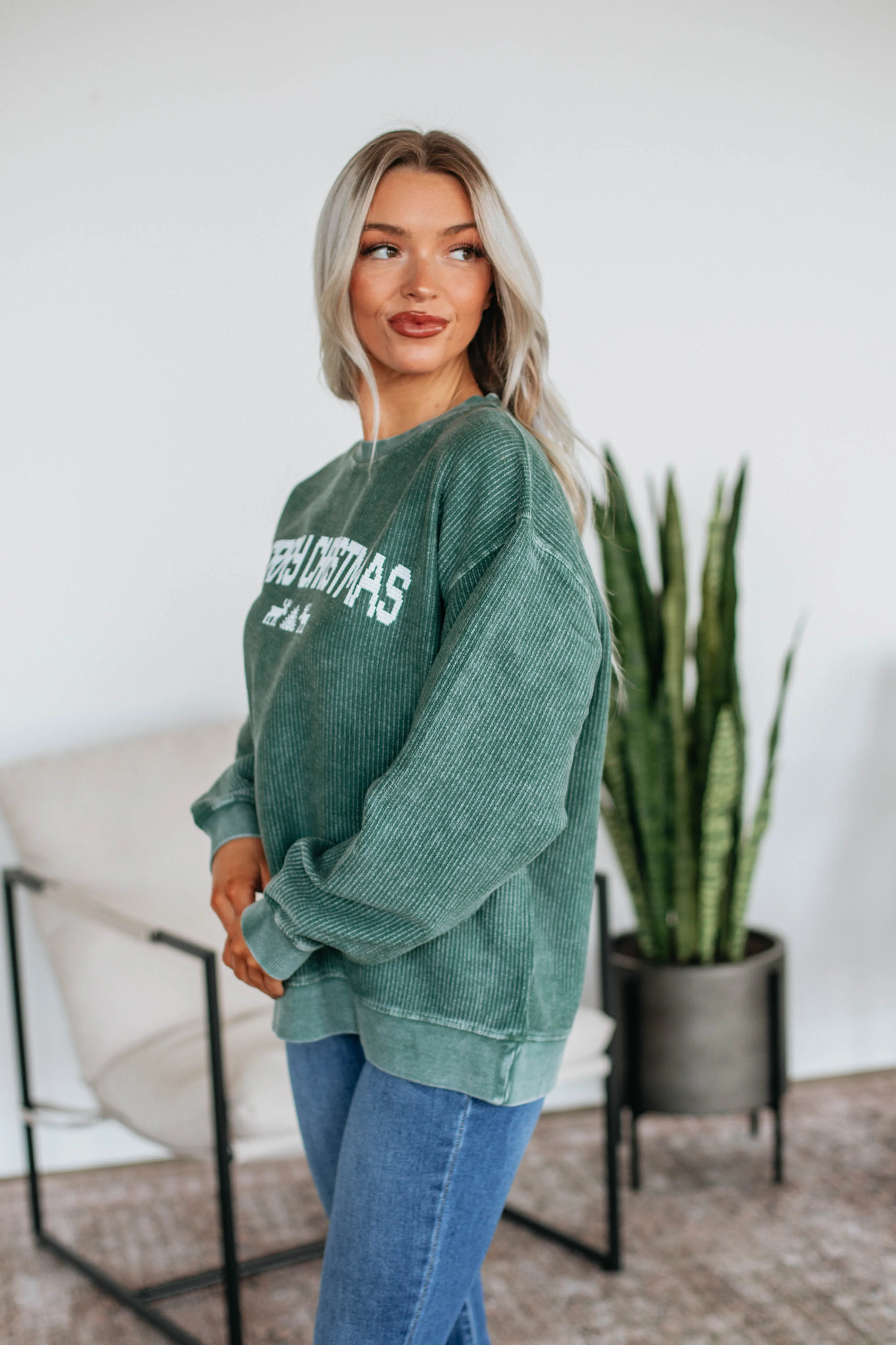 Merry Christmas Corded Crewneck sold by Wild Oak Boutique product image thumbnail 3